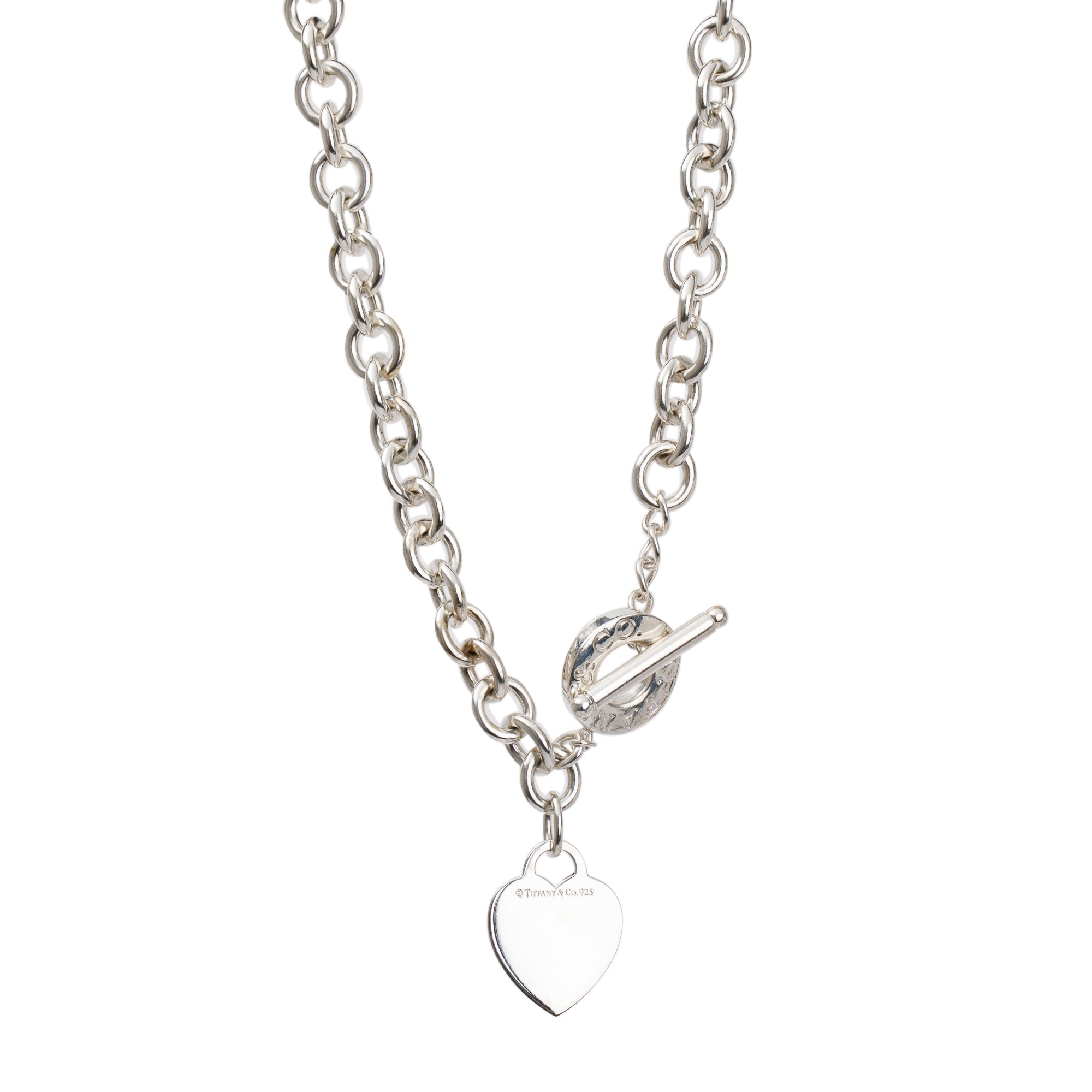 Tiffany & Co. Sterling Silver Heart Tag Necklace with Toggle Clasp