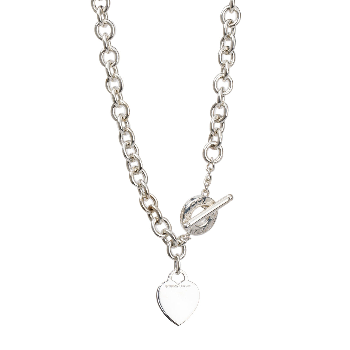 Tiffany Sterling Silver Heart Tag Necklace with Toggle Clasp