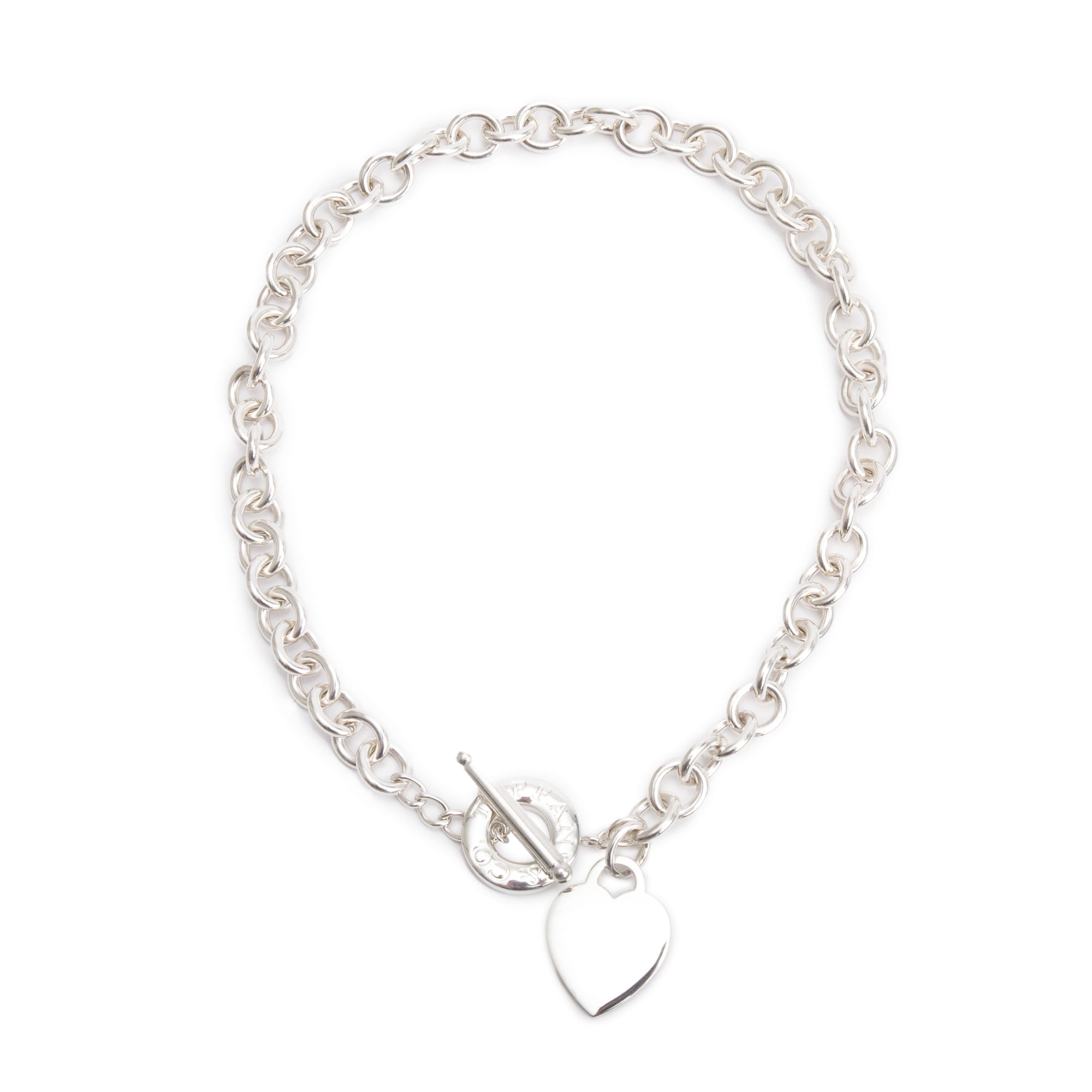 Tiffany & Co. Sterling Silver Heart Tag Necklace with Toggle Clasp