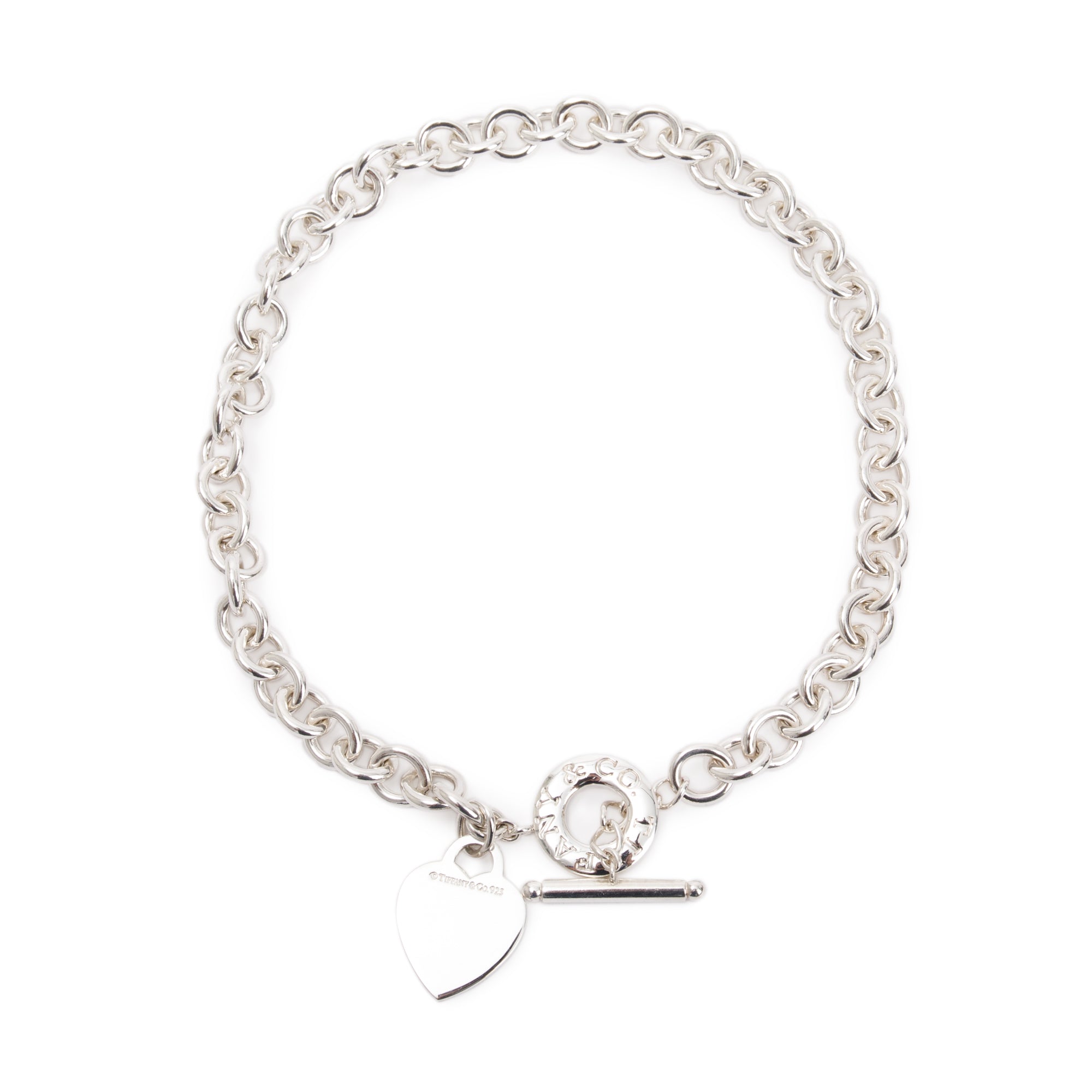 Tiffany & Co. Sterling Silver Heart Tag Necklace with Toggle Clasp