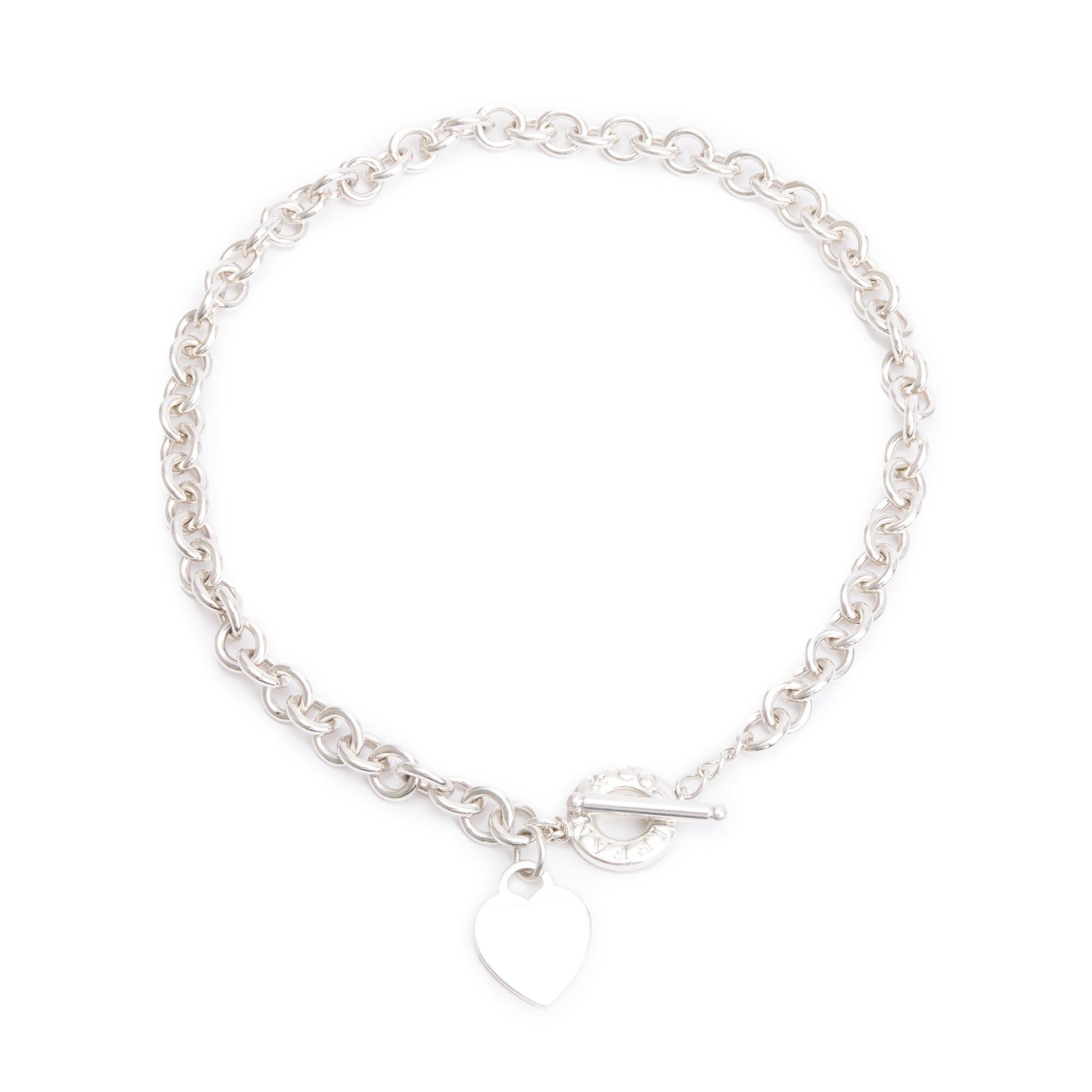 Tiffany & Co. Sterling Silver Heart Tag Necklace with Toggle Clasp