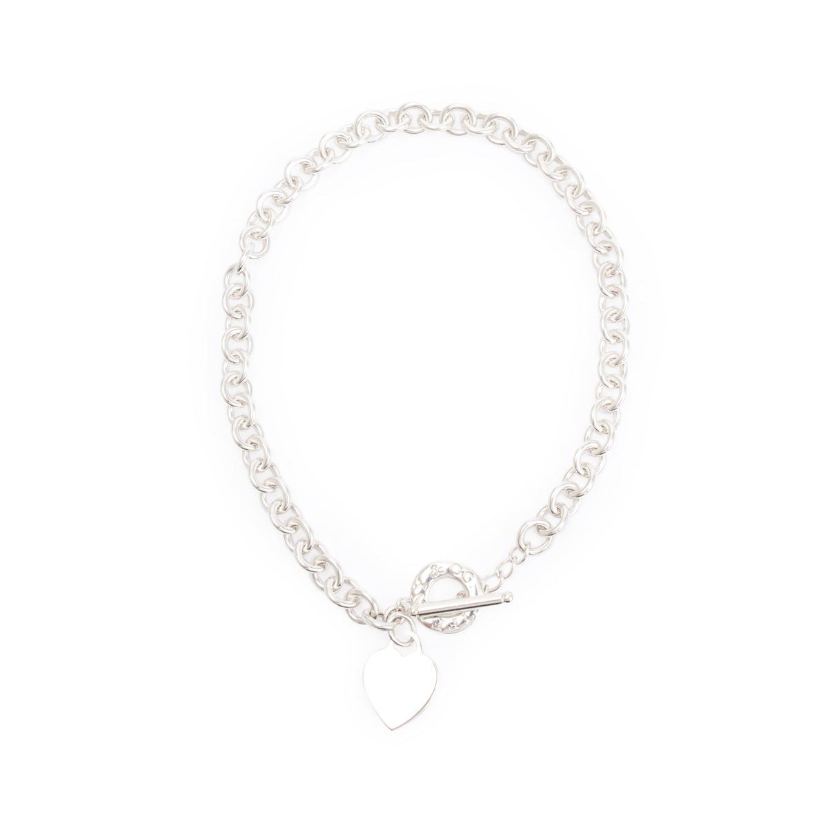 Sterling Silver Heart Tag Necklace