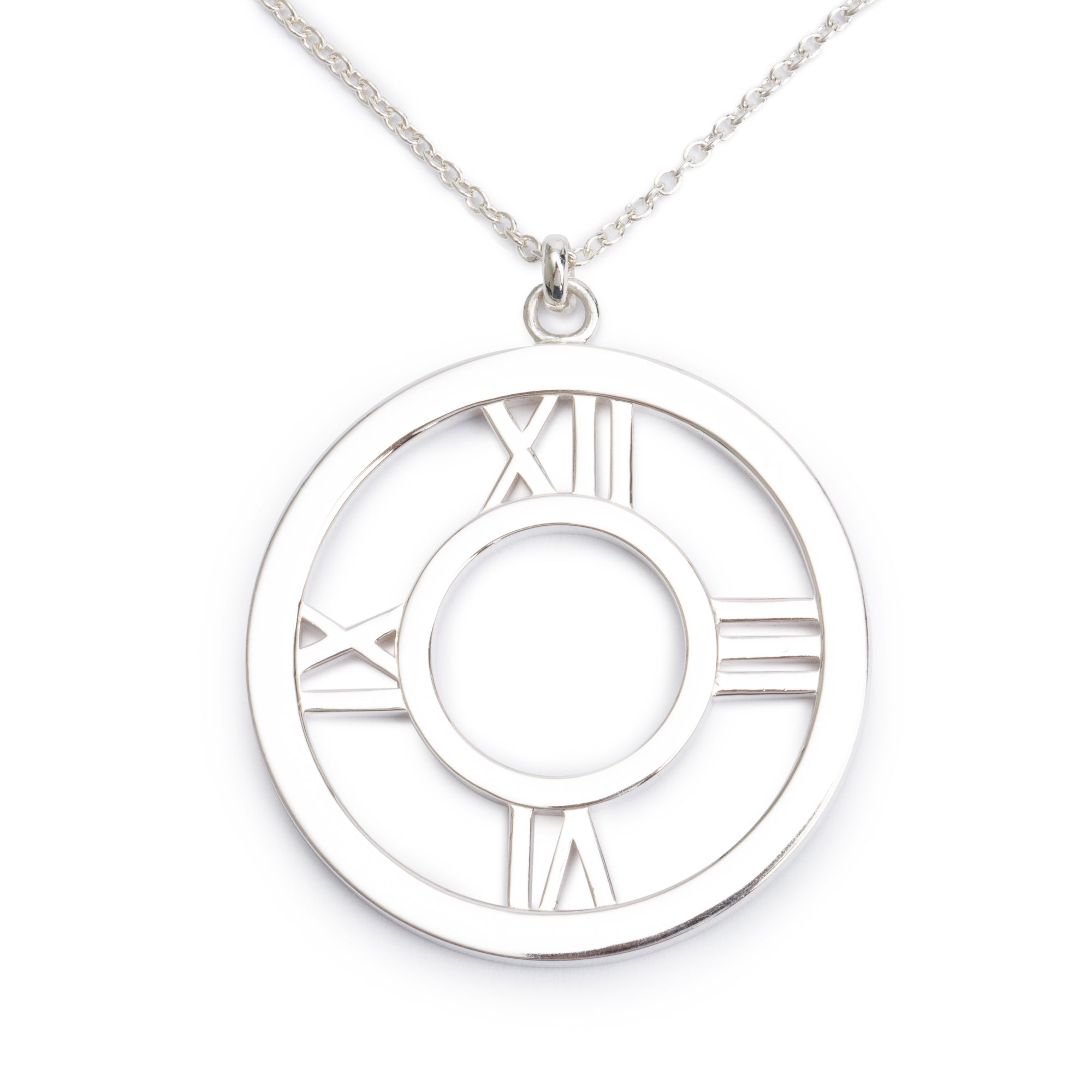 Tiffany & Co. Sterling Silver Large Atlas Pierced Circle Pendant Necklace