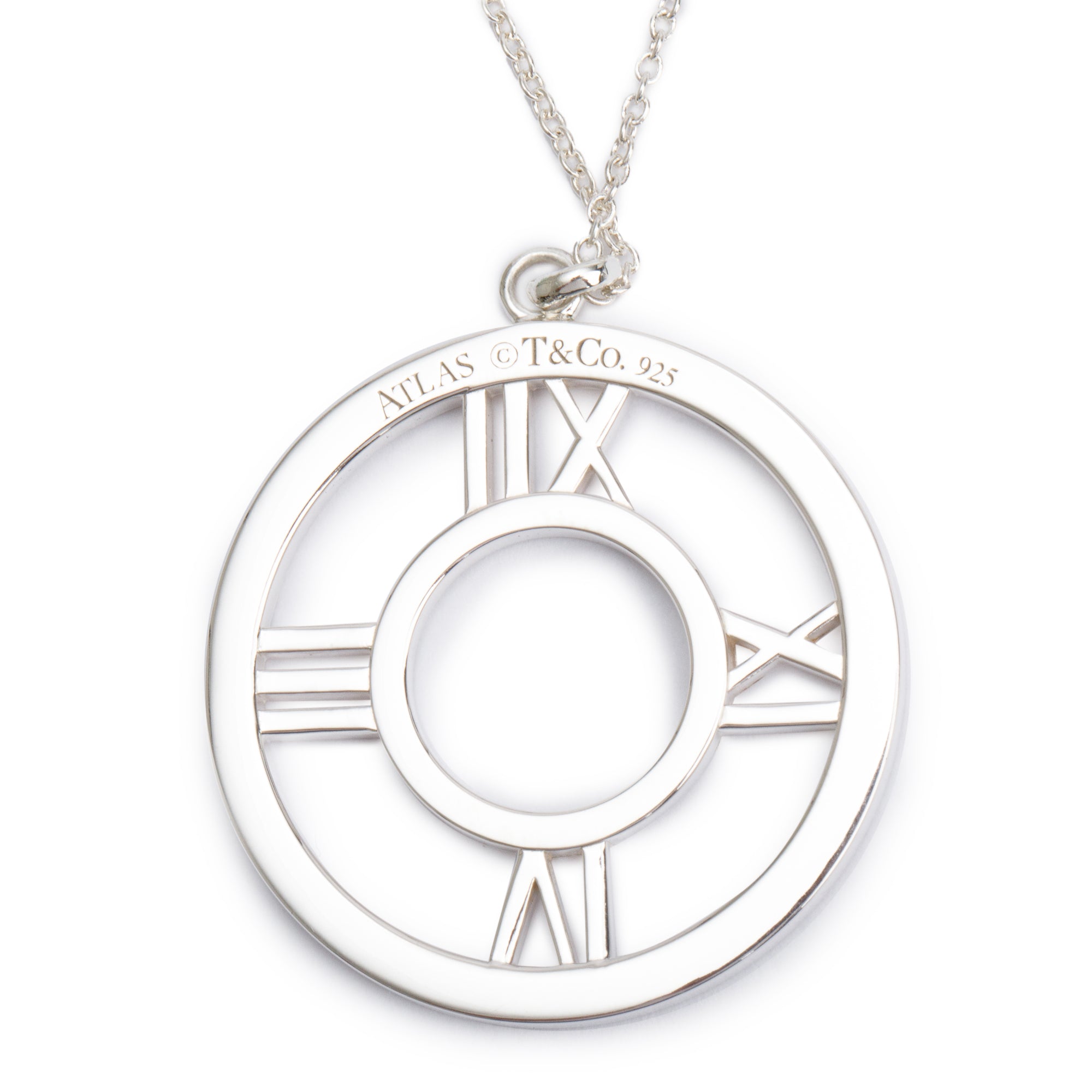 Tiffany & Co. Sterling Silver Large Atlas Pierced Circle Pendant Necklace