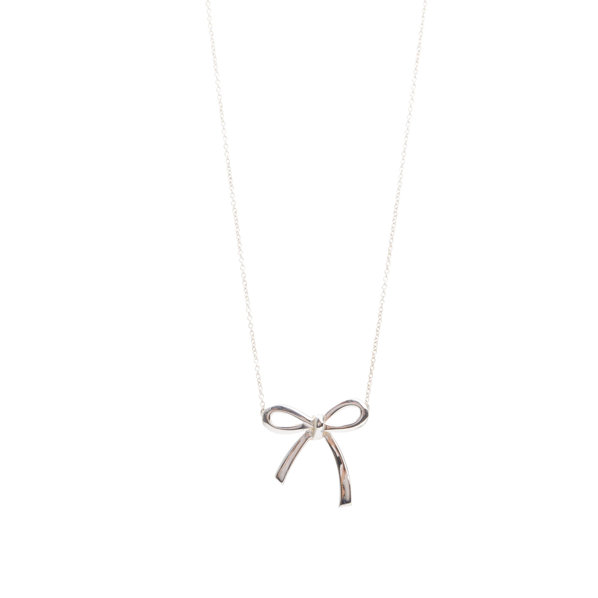 Tiffany & Co. Sterling Silver Large Bow Pendant Necklace