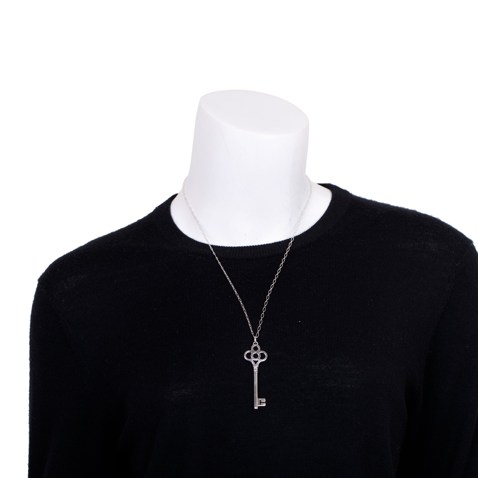 Tiffany & Co. Sterling Silver Large Crown Key Pendant Necklace