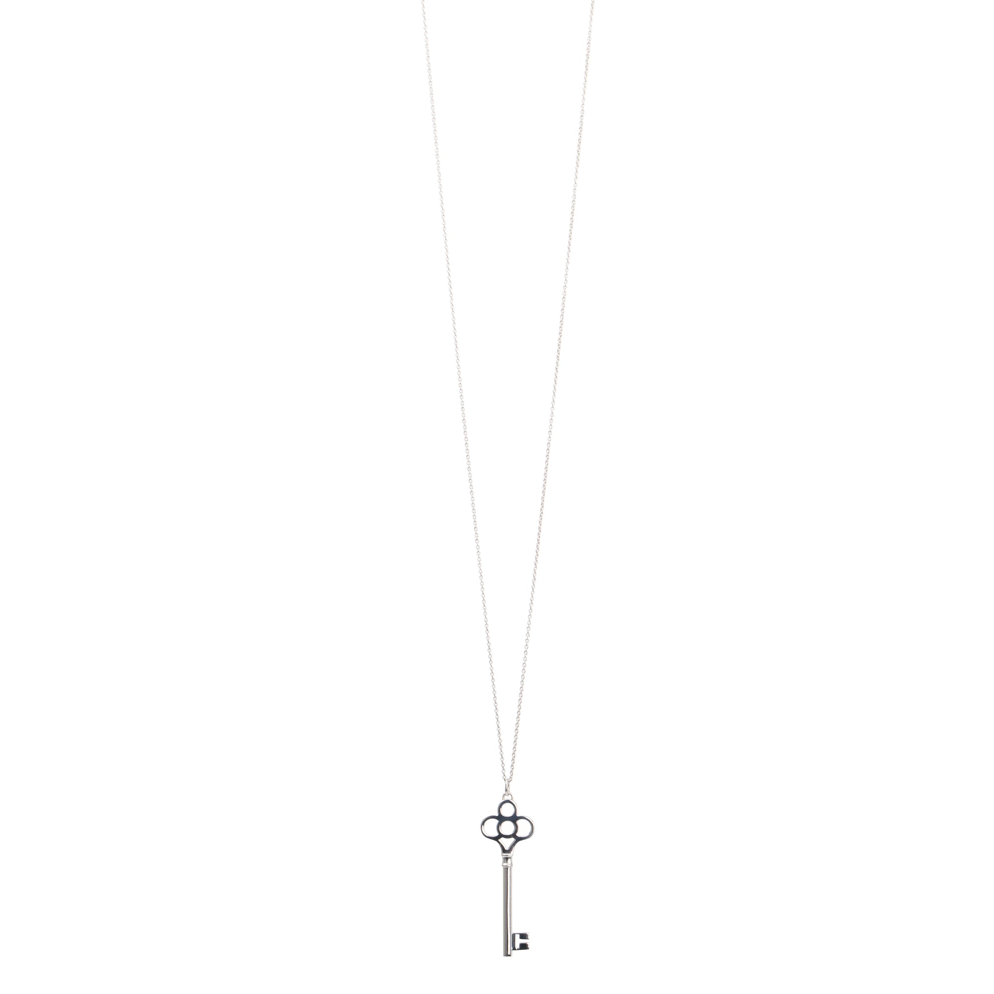 Tiffany & Co. Sterling Silver Large Crown Key Pendant Necklace