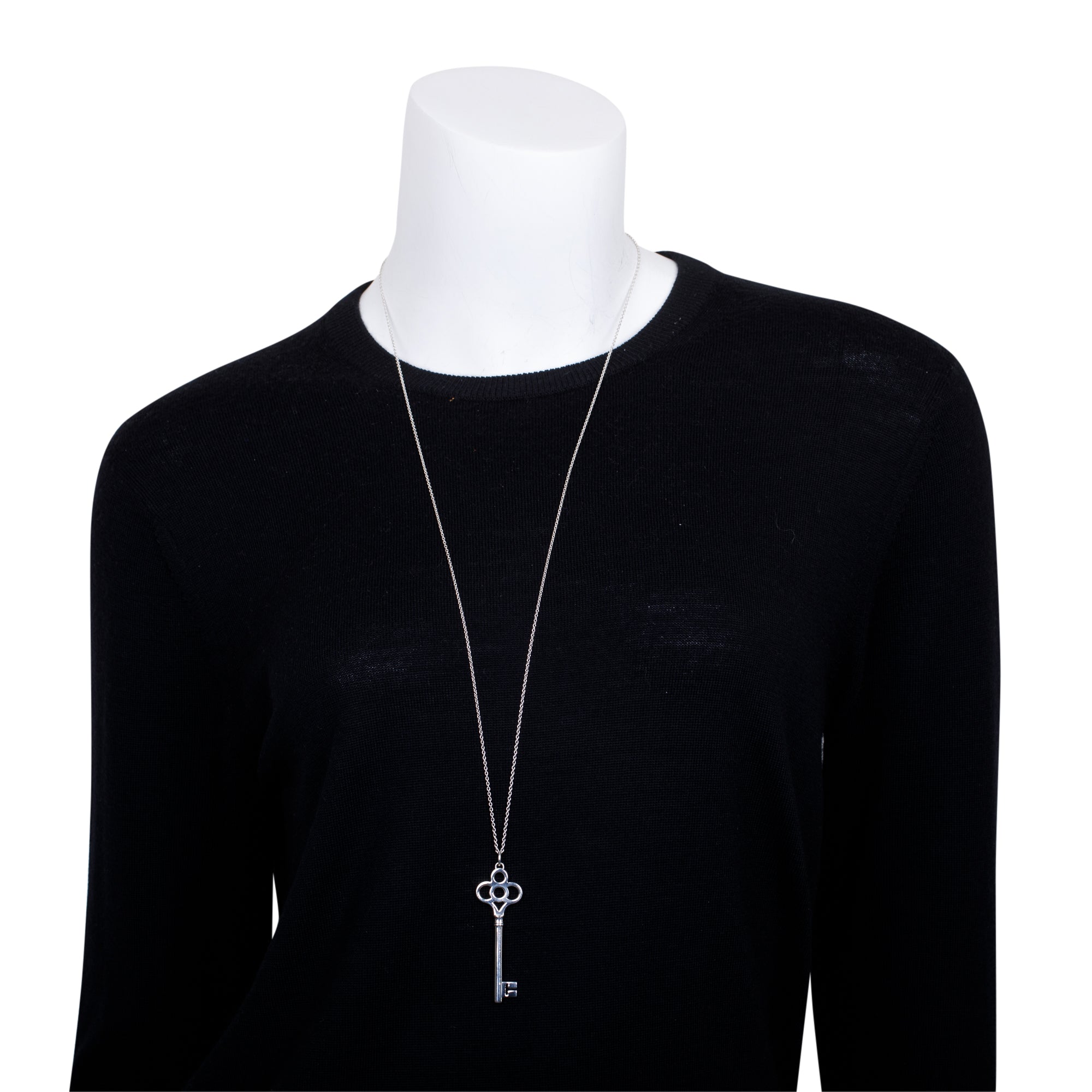 Tiffany & Co. Sterling Silver Large Crown Key Pendant Necklace