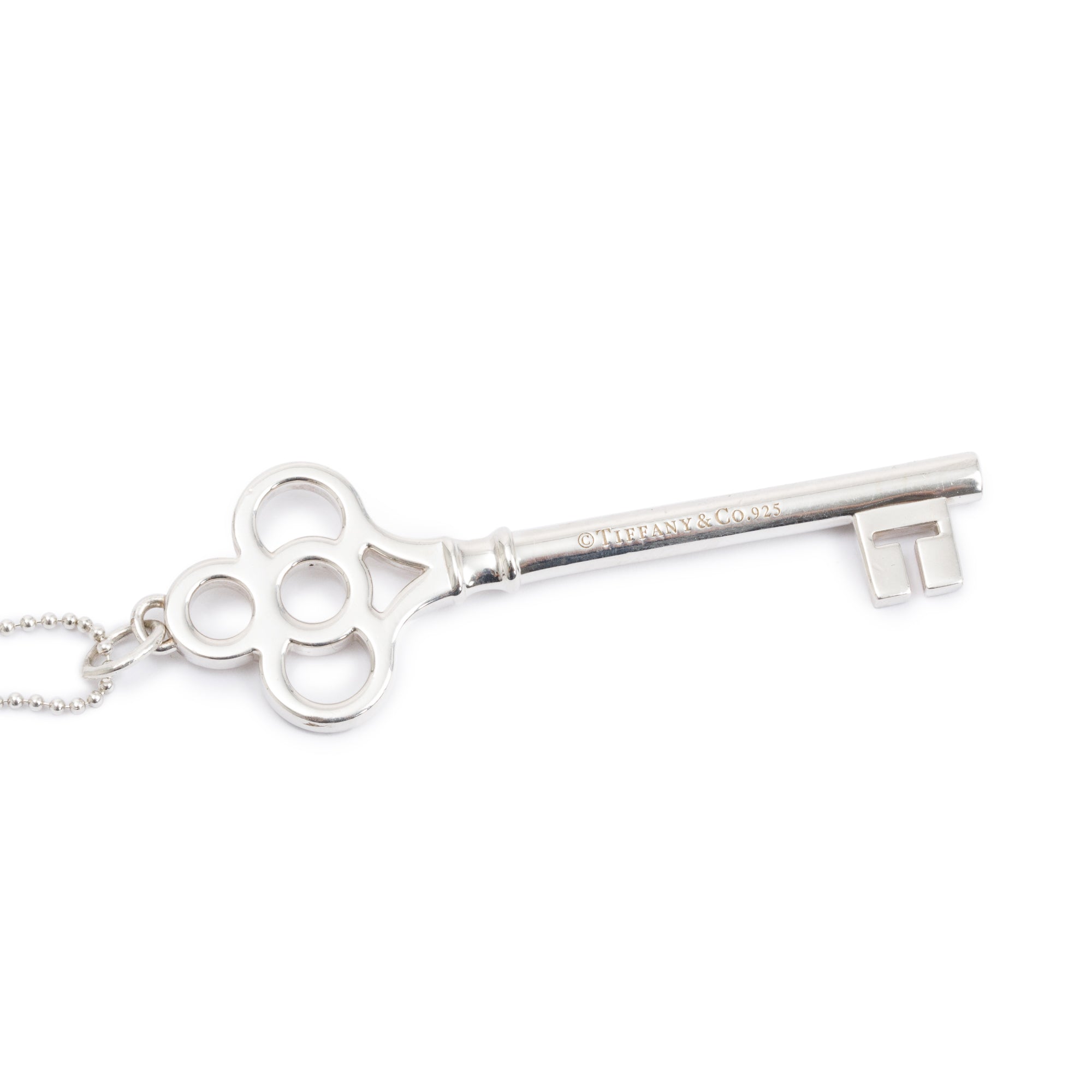 Tiffany & Co. Sterling Silver Large Crown Key Pendant Necklace