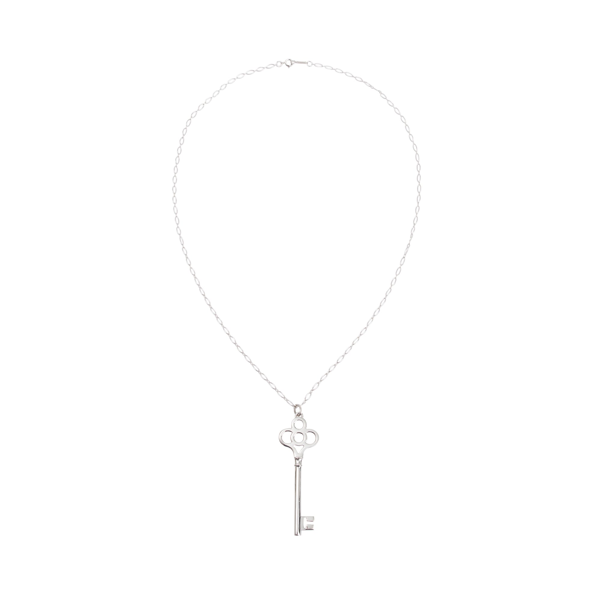 Tiffany & Co. Sterling Silver Large Crown Key Pendant Necklace