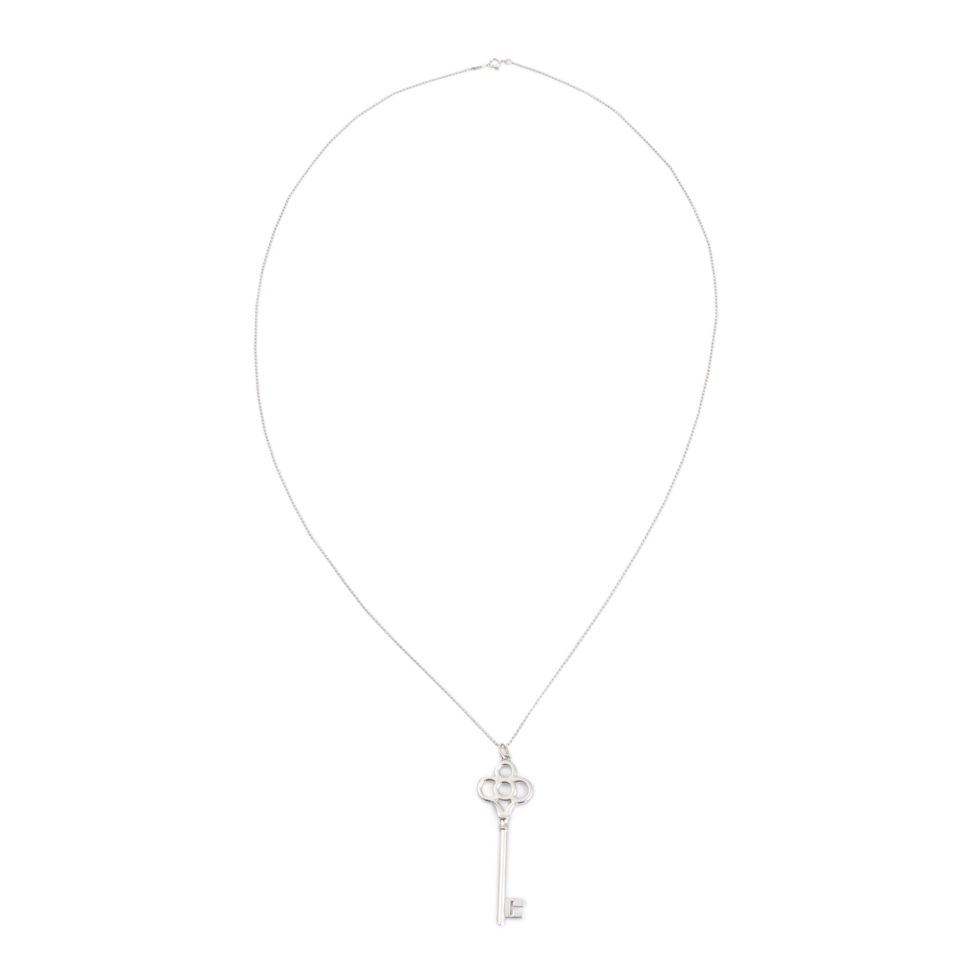 Tiffany & Co. Sterling Silver Large Crown Key Pendant Necklace