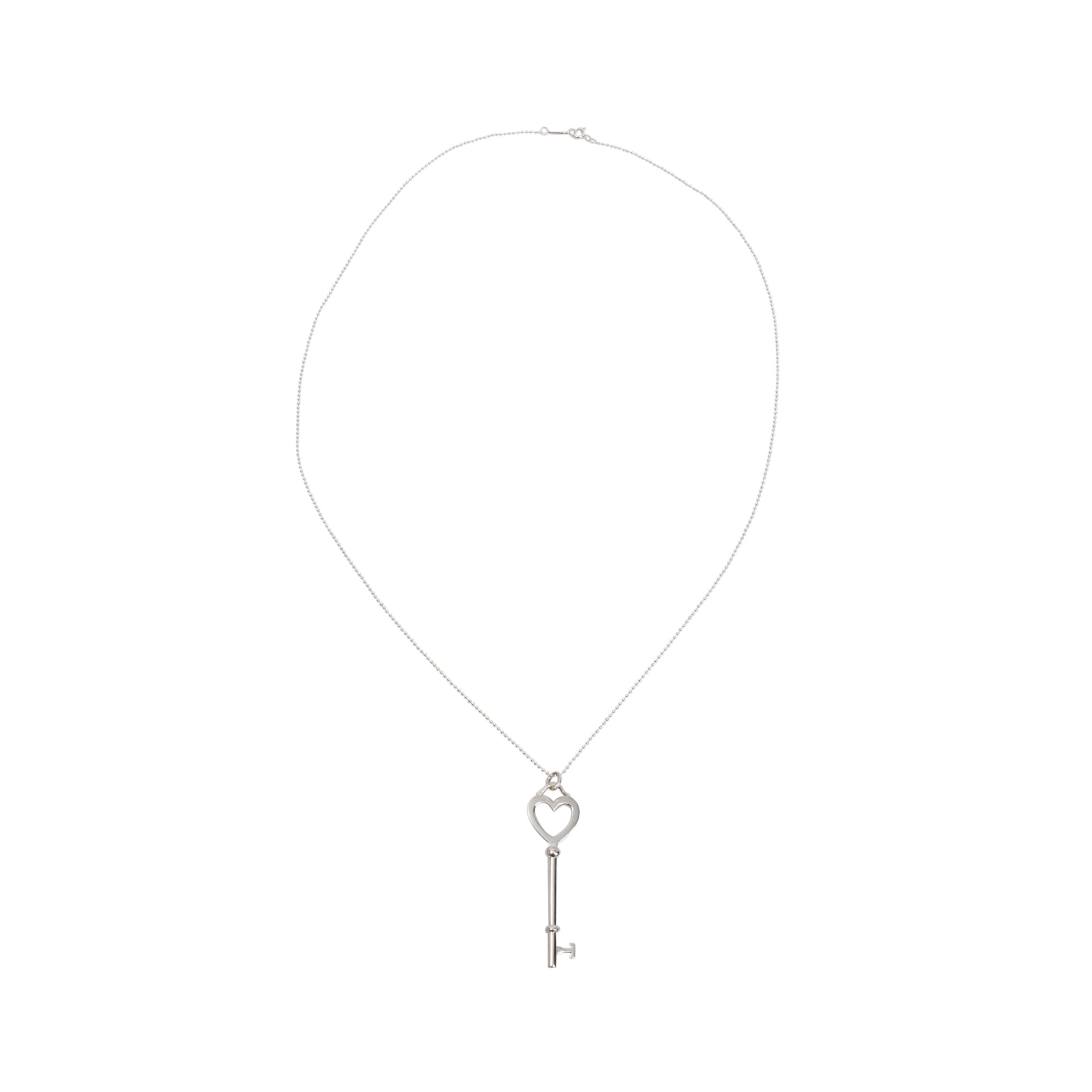 Tiffany & Co. Sterling Silver Large Heart Key Pendant Necklace