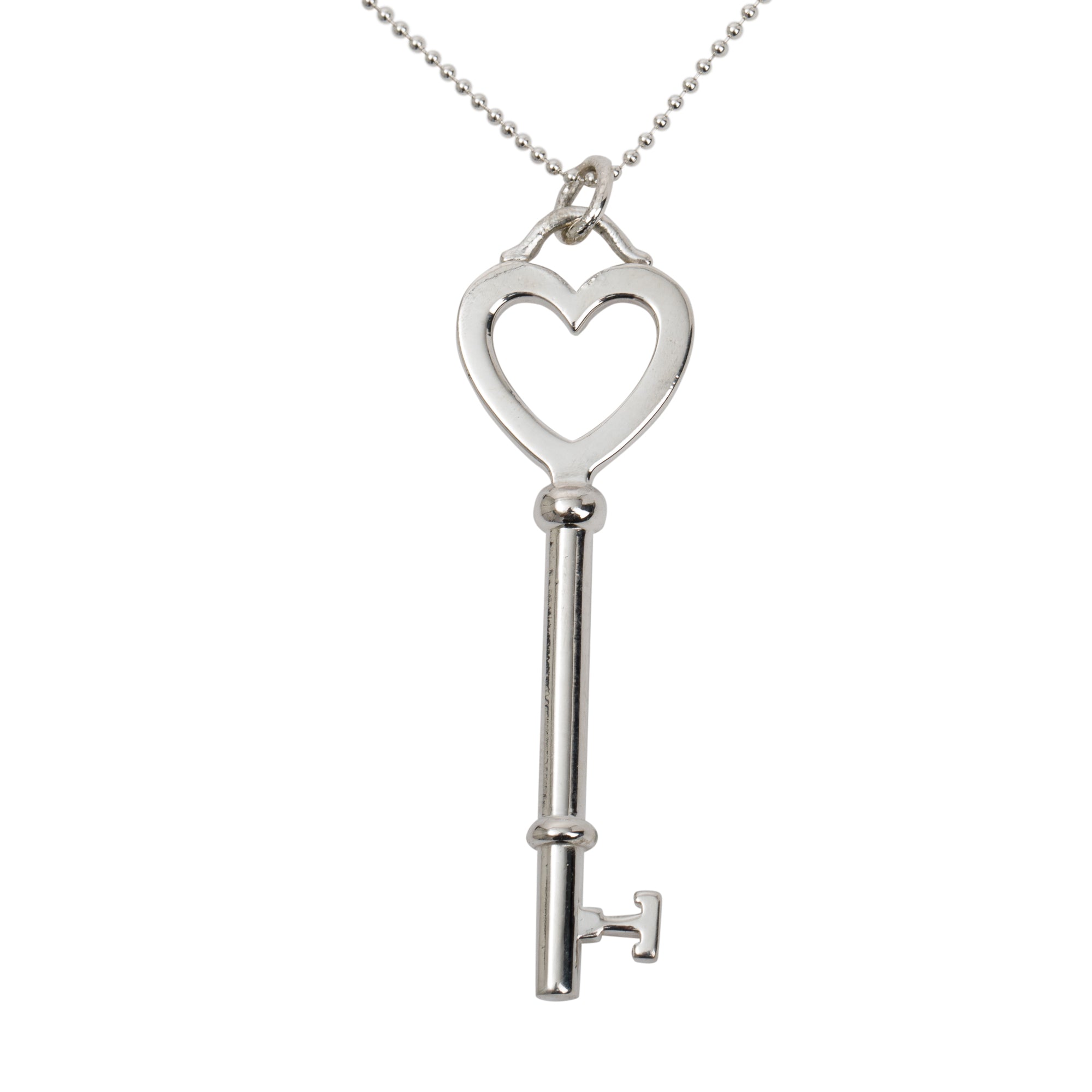 Tiffany & Co. Sterling Silver Large Heart Key Pendant Necklace
