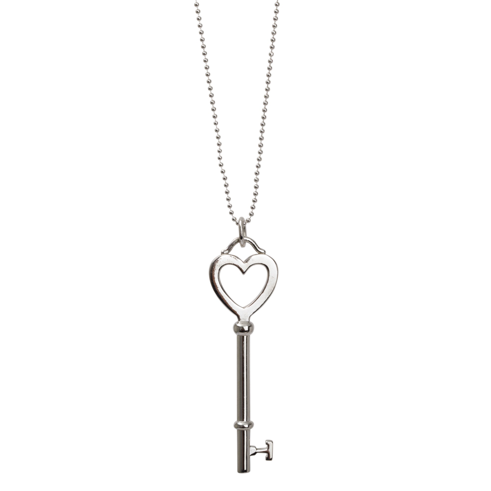Tiffany & Co. Sterling Silver Large Heart Key Pendant Necklace