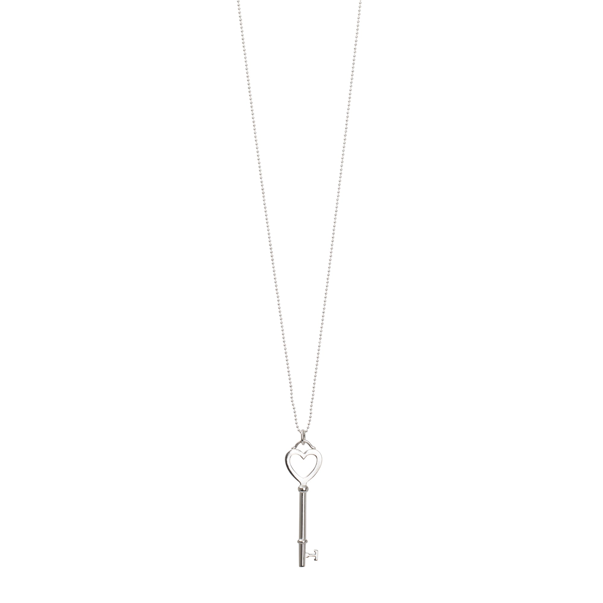 Tiffany & Co. Sterling Silver Large Heart Key Pendant Necklace