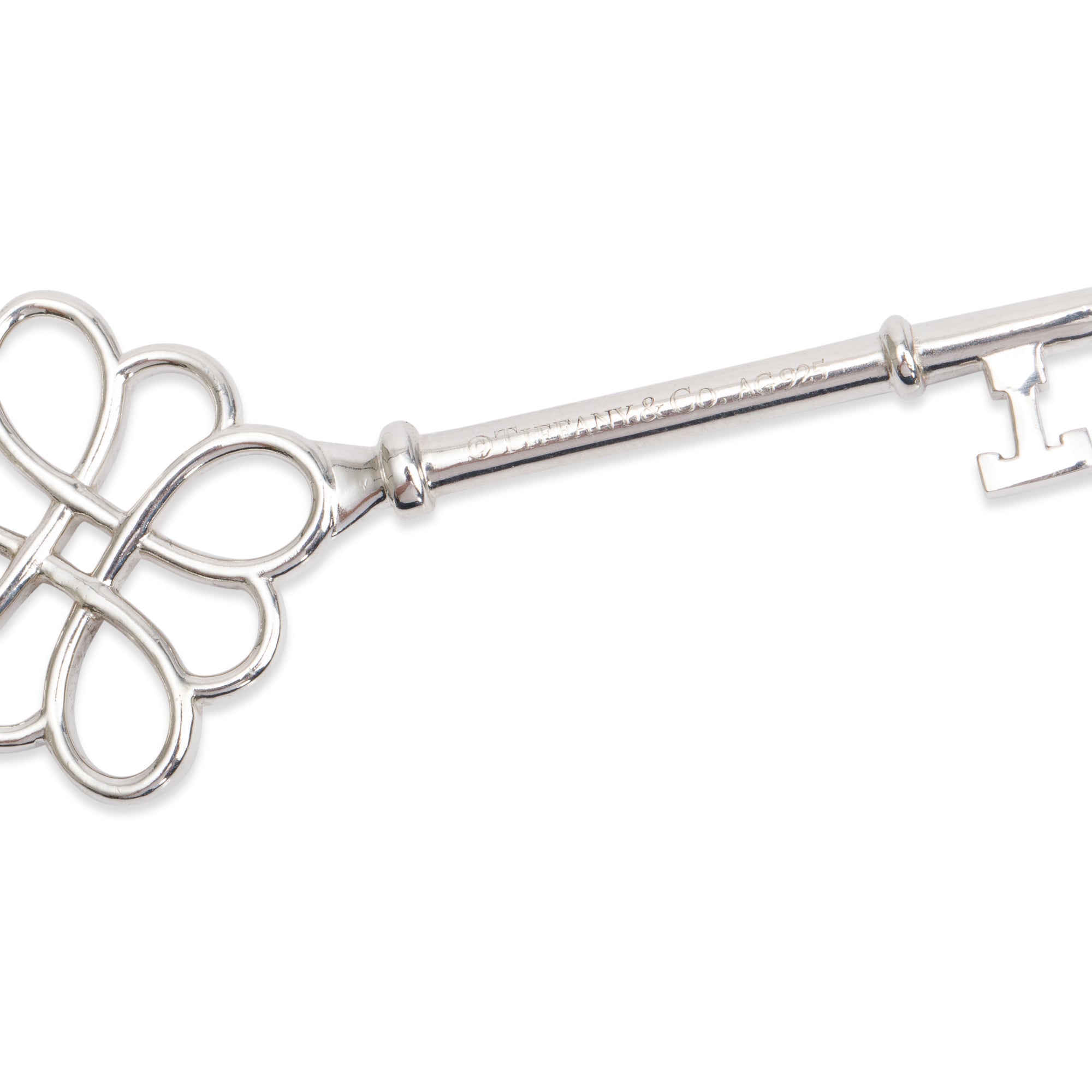 Tiffany & Co. Sterling Silver Large Love Knot Key Pendant Necklace