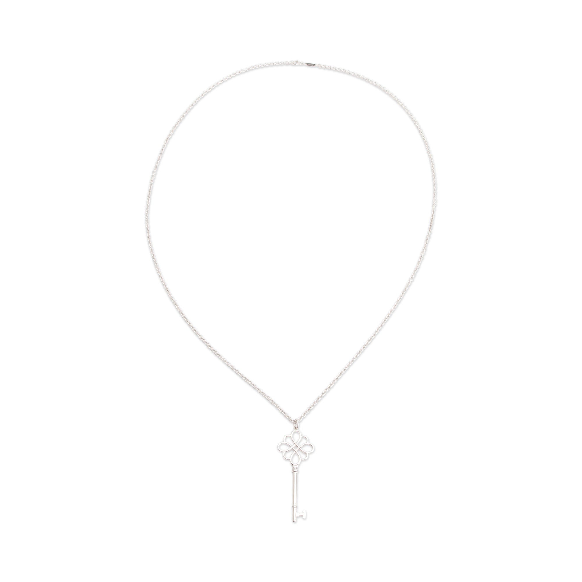 Tiffany & Co. Sterling Silver Large Love Knot Key Pendant Necklace
