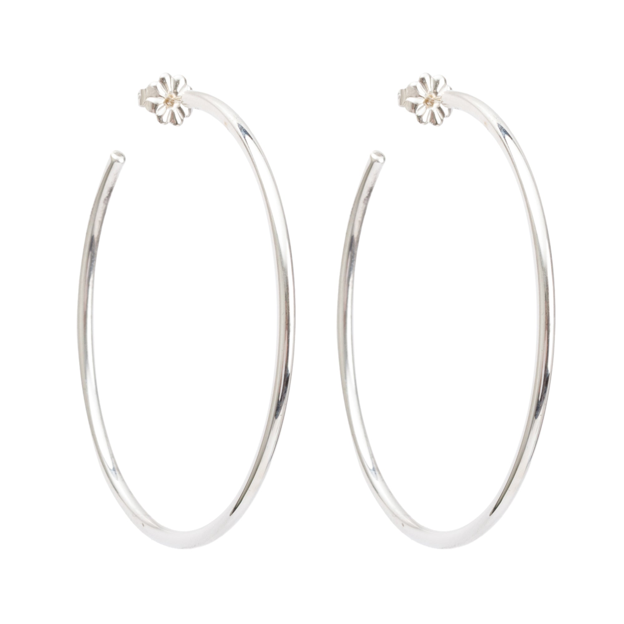 Tiffany & Co. Sterling Silver Large Narrow Hoop Earrings w/ Box