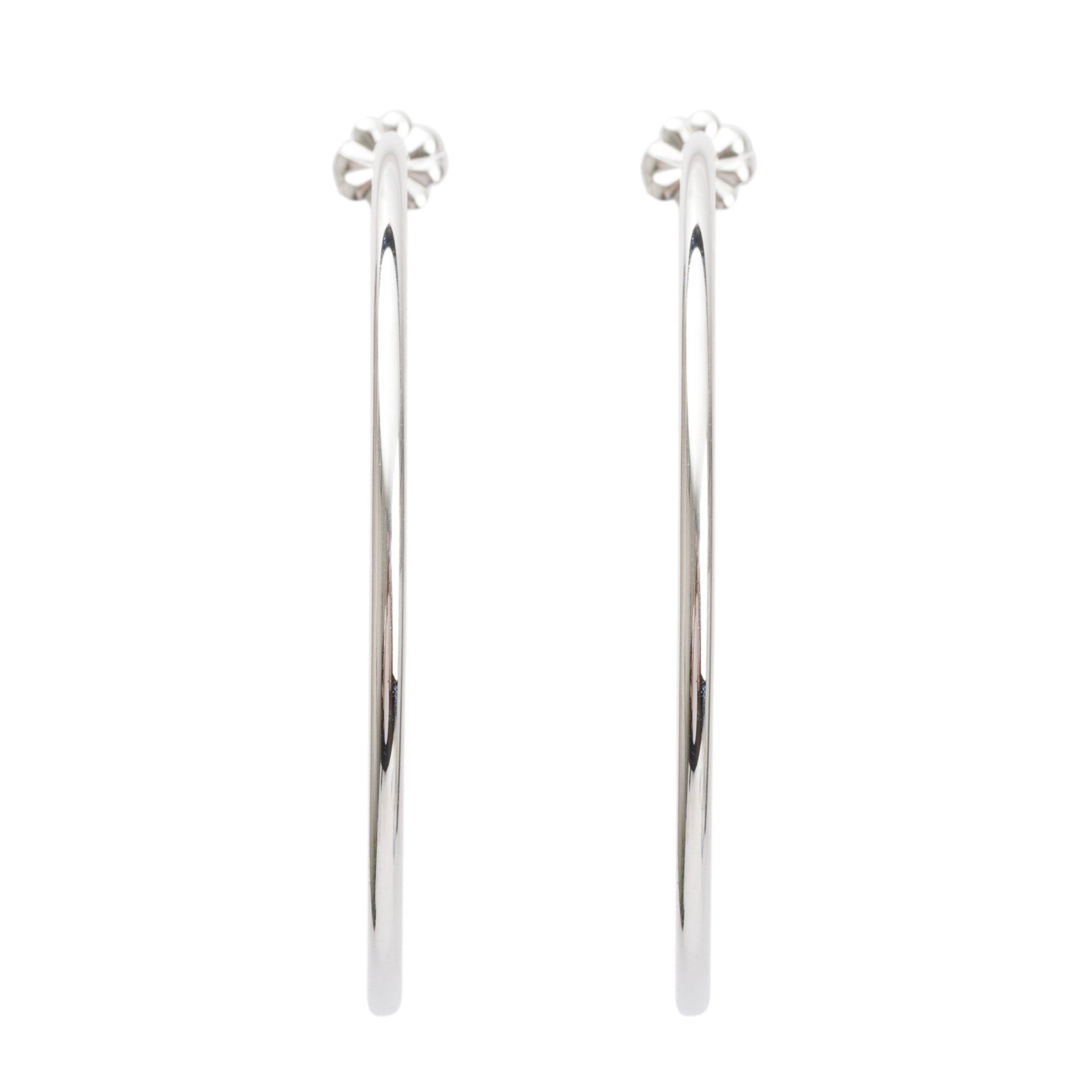 Tiffany & Co. Sterling Silver Large Narrow Hoop Earrings w/ Box