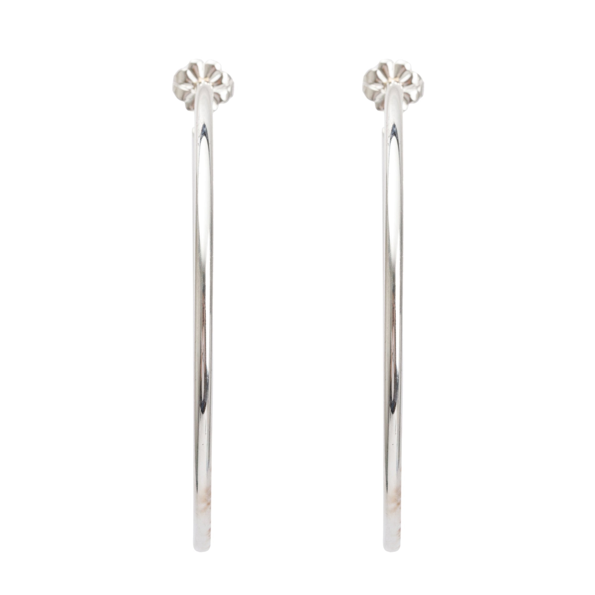 Tiffany & Co. Sterling Silver Large Narrow Hoop Earrings w/ Box