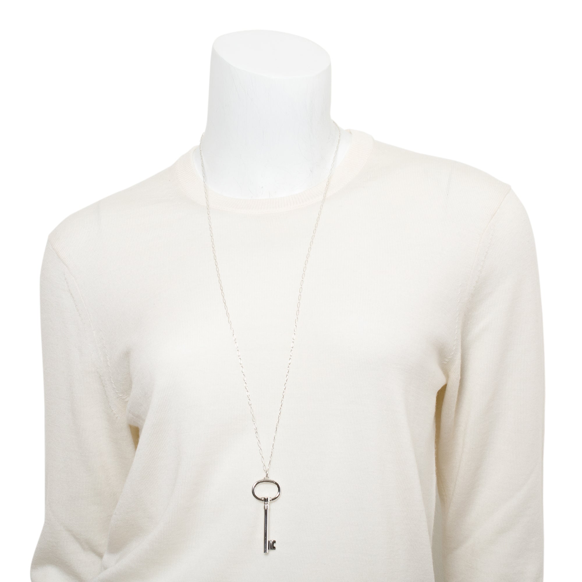 Tiffany & Co. Sterling Silver Large Oval Key Pendant Necklace