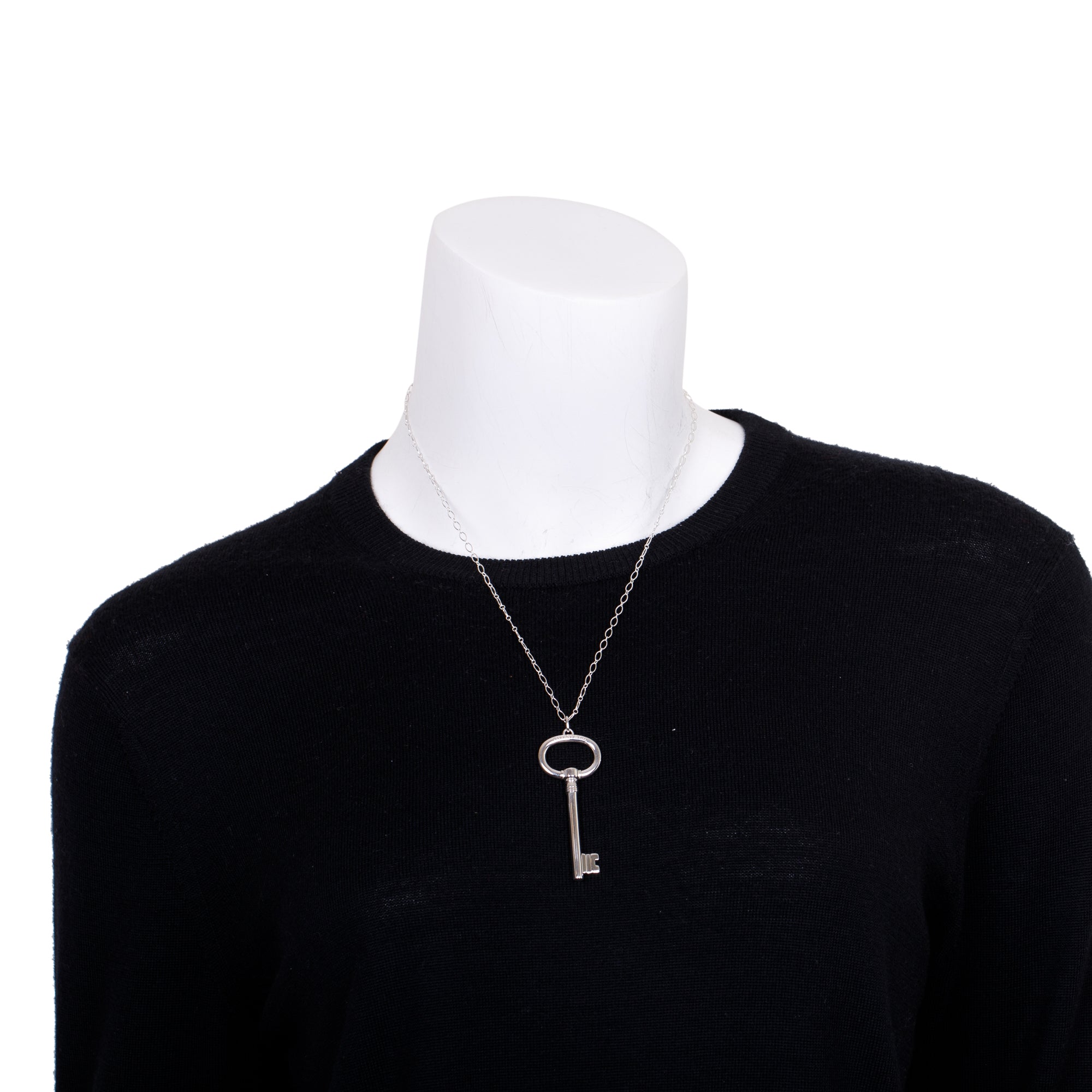 Tiffany & Co. Sterling Silver Large Oval Key Pendant Necklace