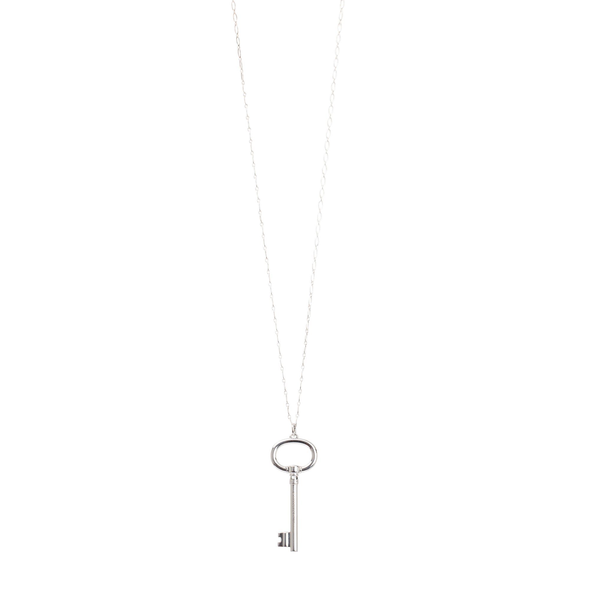 Tiffany & Co. Sterling Silver Large Oval Key Pendant Necklace