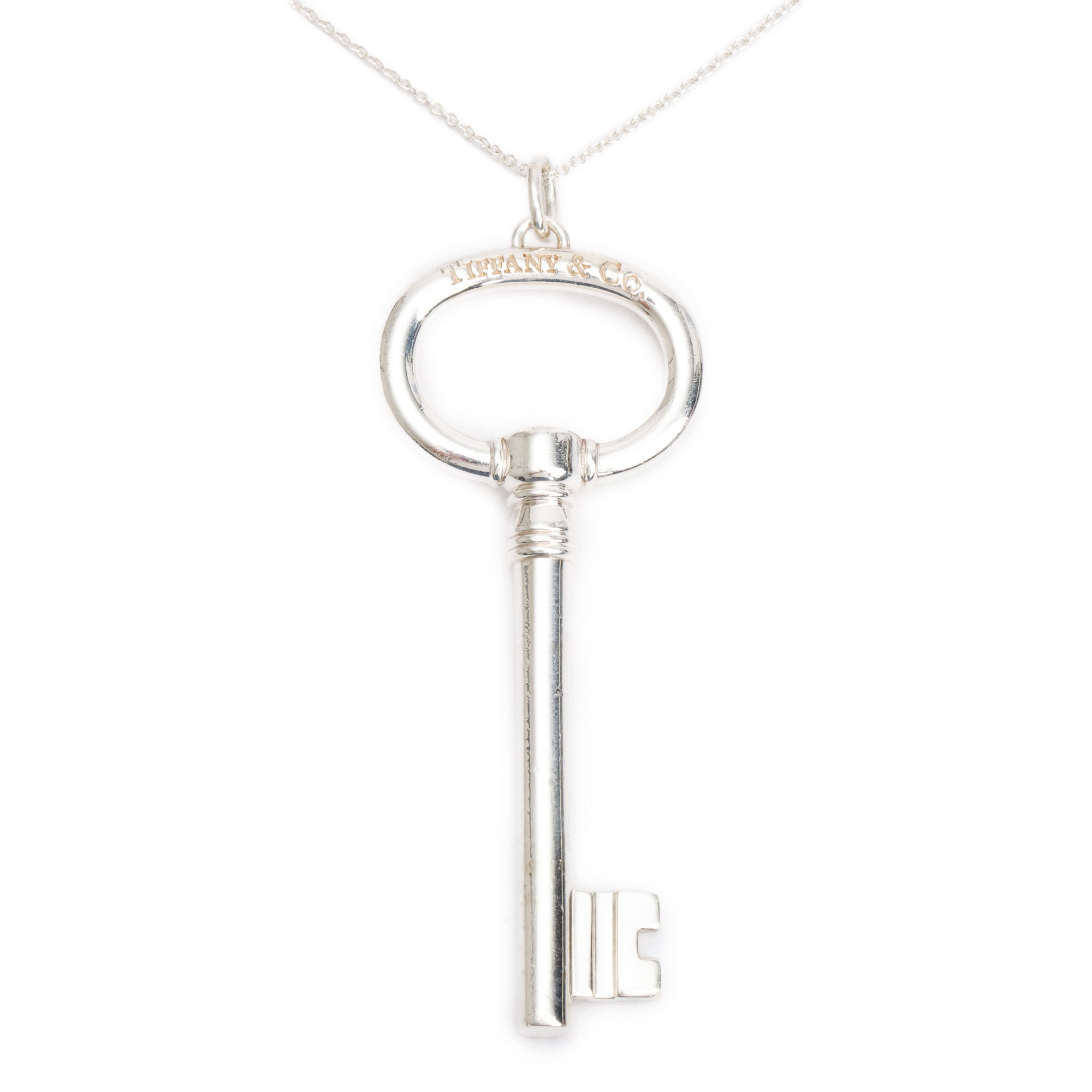 Tiffany & Co. Sterling Silver Large Oval Key Pendant Necklace