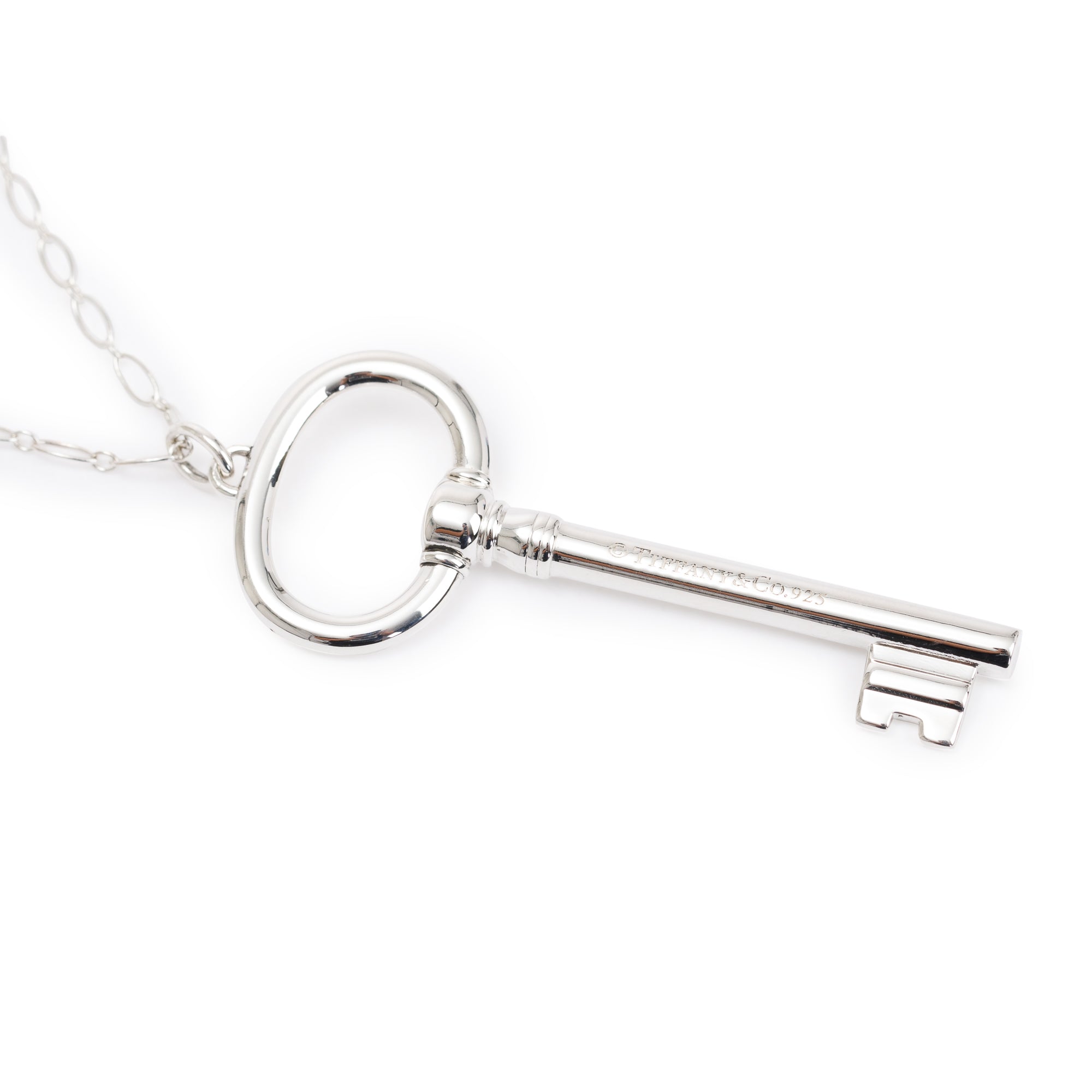 Tiffany & Co. Sterling Silver Large Oval Key Pendant Necklace