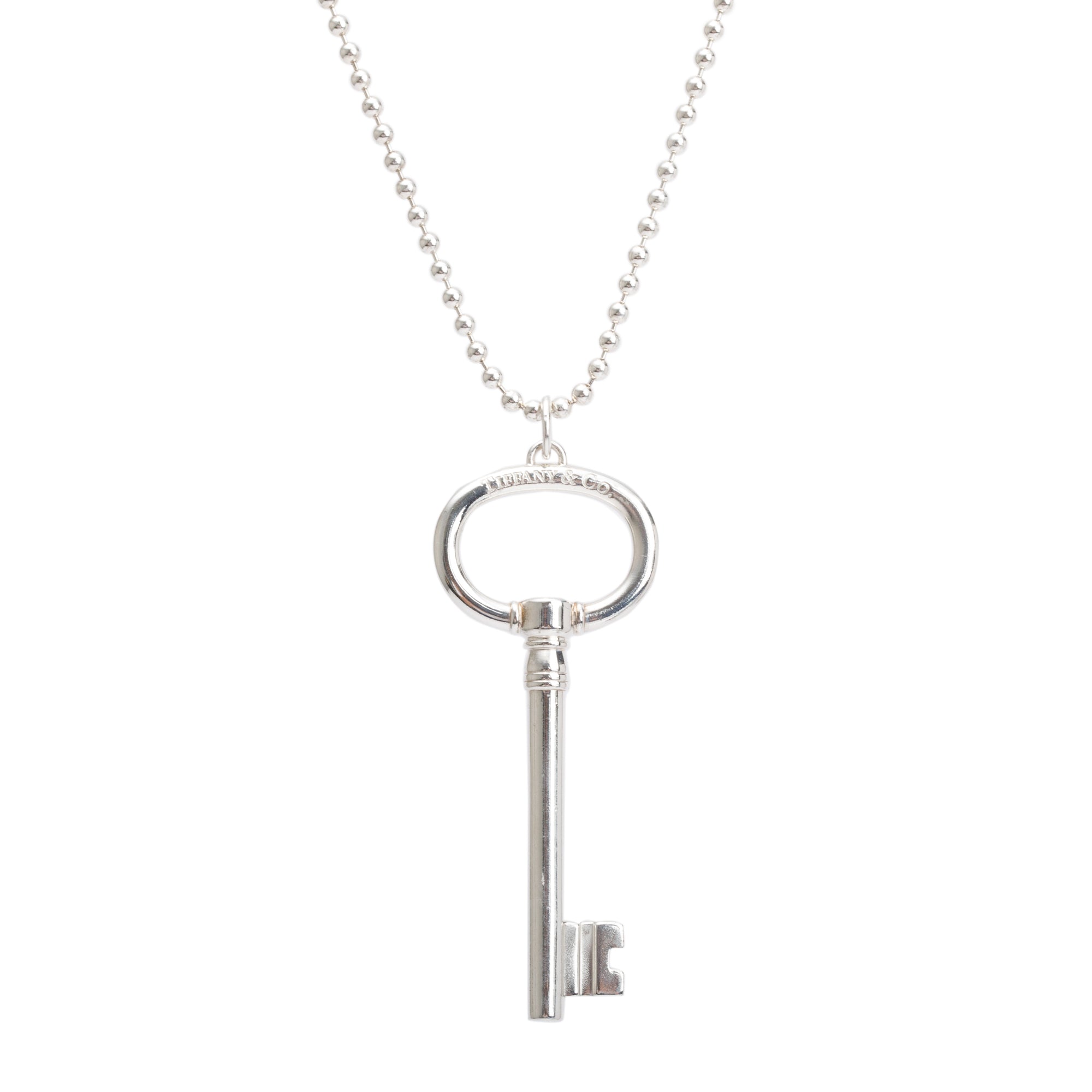 Tiffany & Co. Sterling Silver Large Oval Key Pendant Necklace