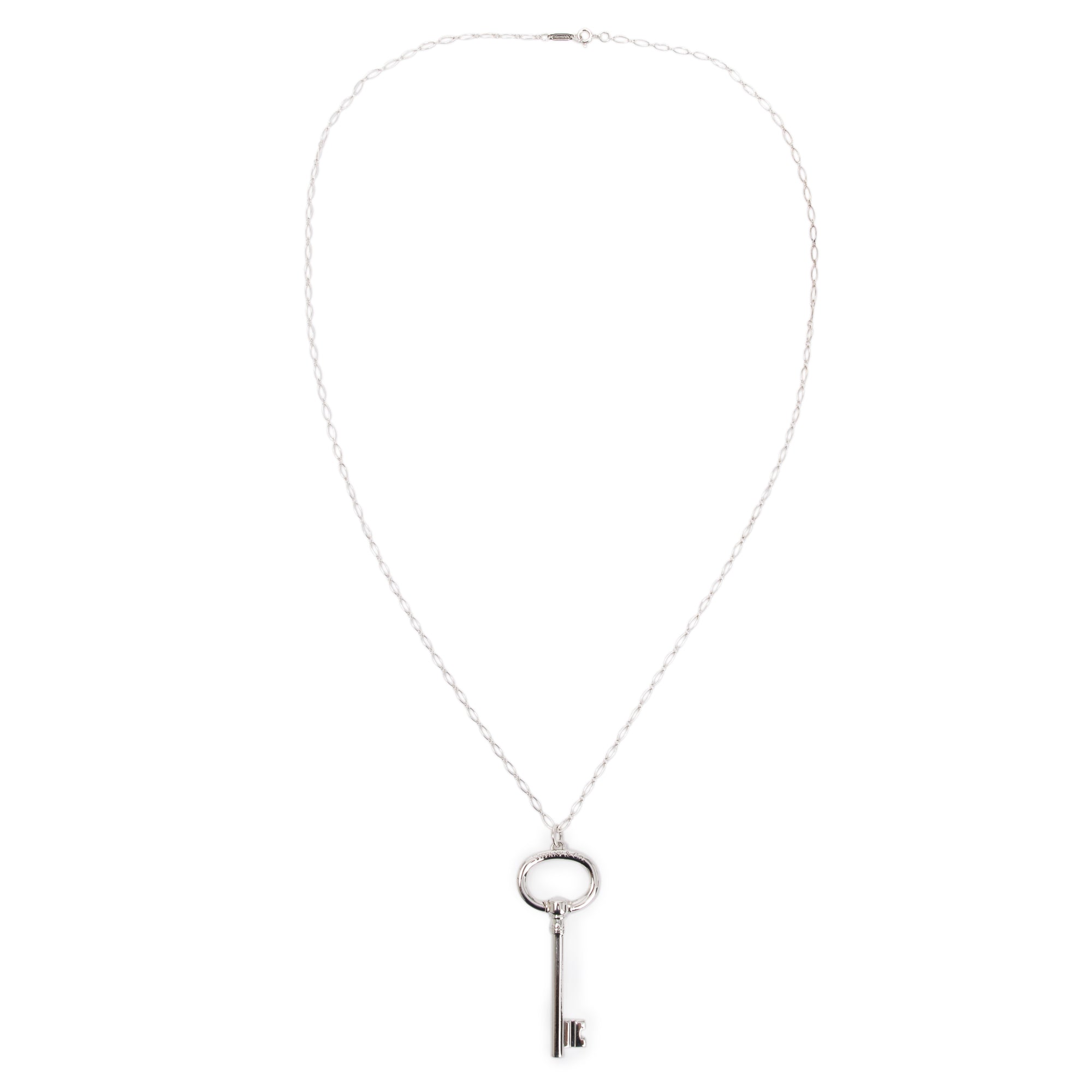 Tiffany & Co. Sterling Silver Large Oval Key Pendant Necklace