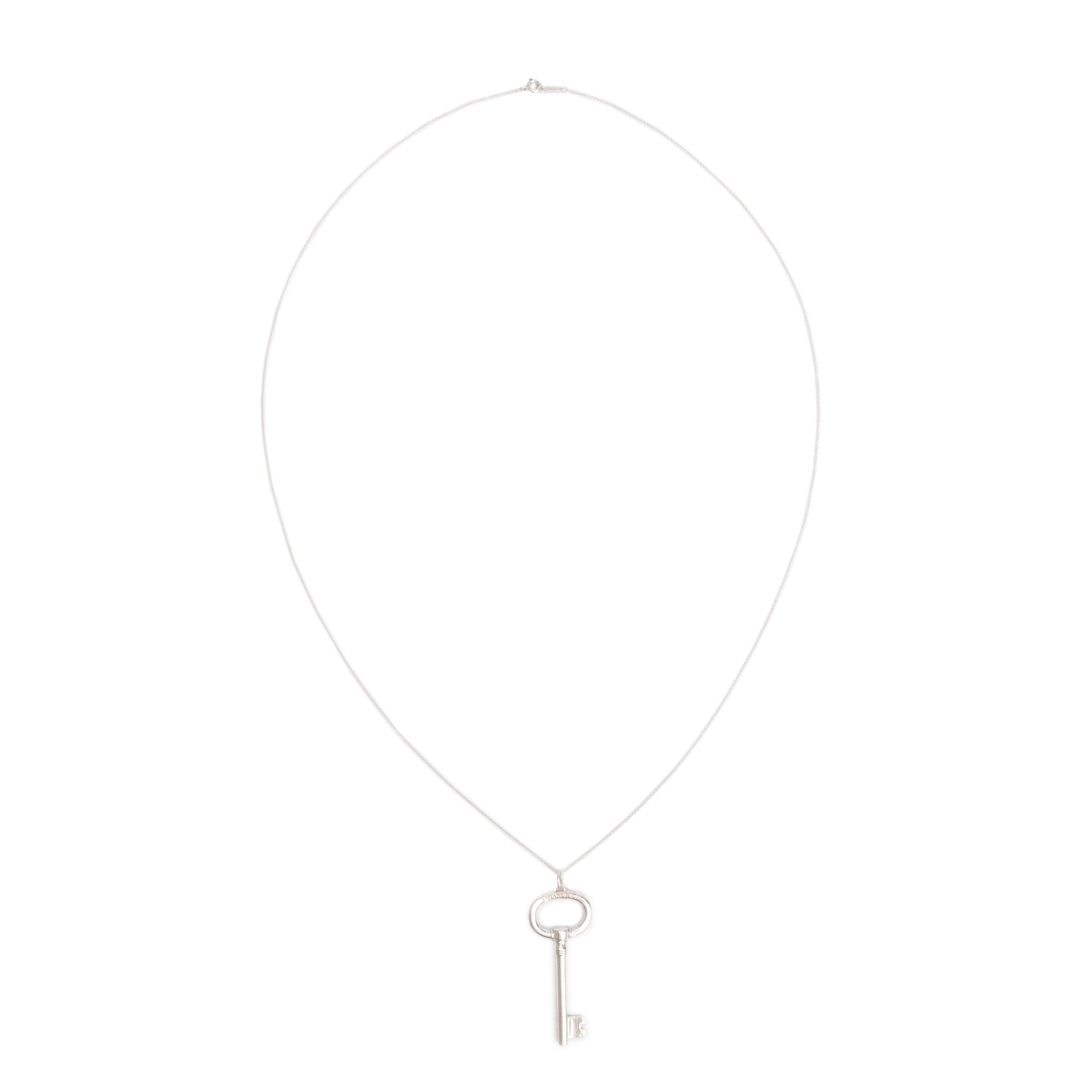 Tiffany & Co. Sterling Silver Large Oval Key Pendant Necklace