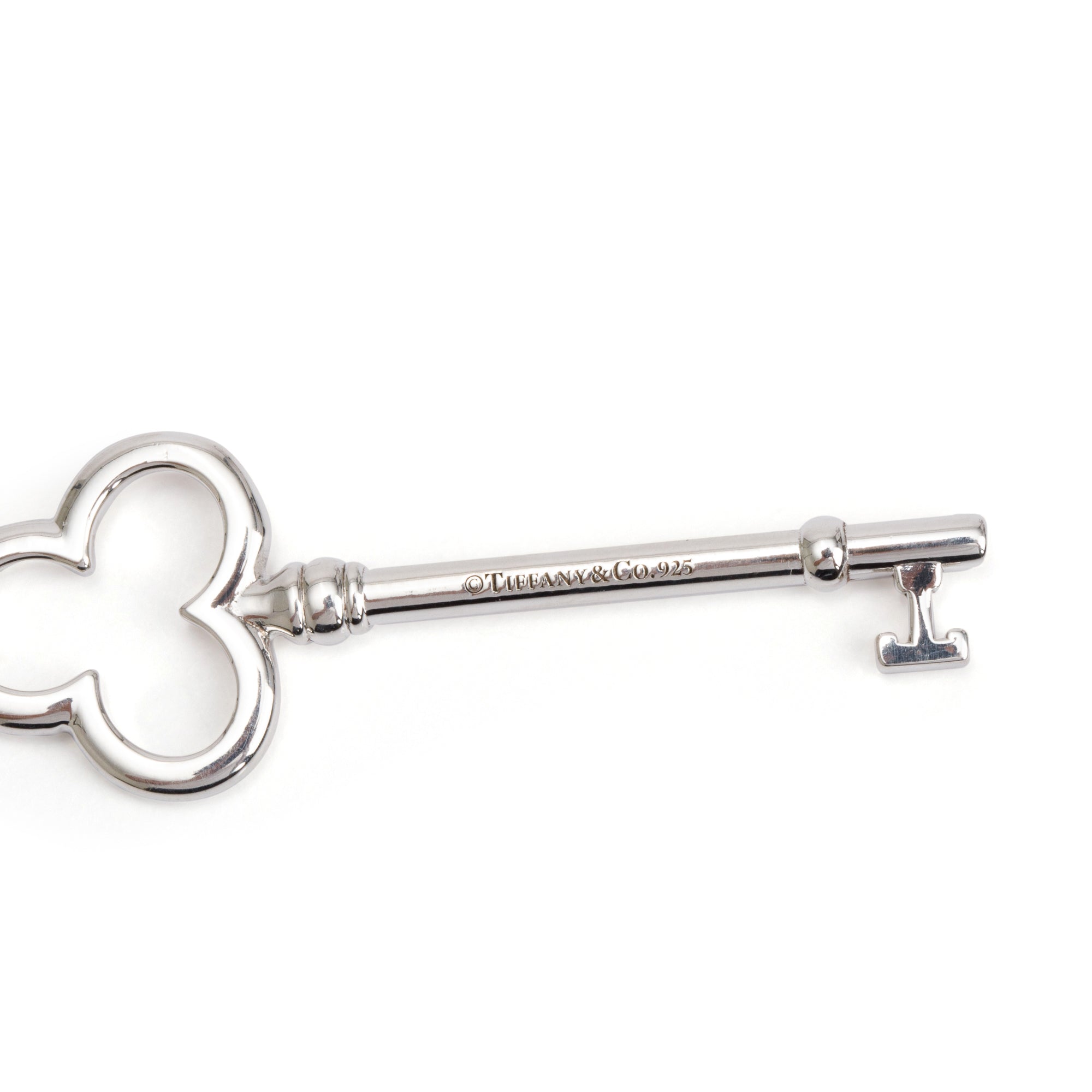 Tiffany & Co. Sterling Silver Large Trefoil Key Pendant Necklace