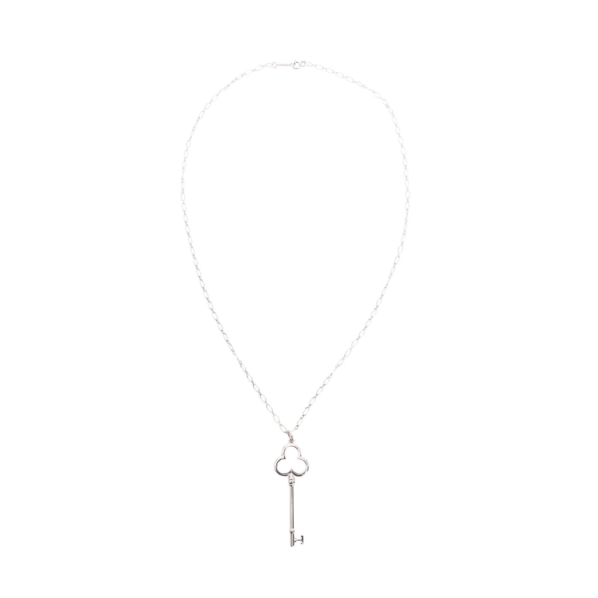 Tiffany & Co. Sterling Silver Large Trefoil Key Pendant Necklace
