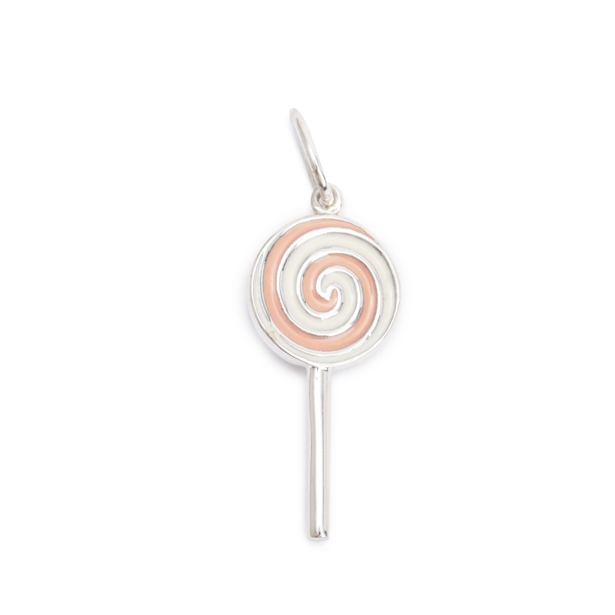 Tiffany & Co. Sterling Silver Lollipop Charm with Pink & White Enamel