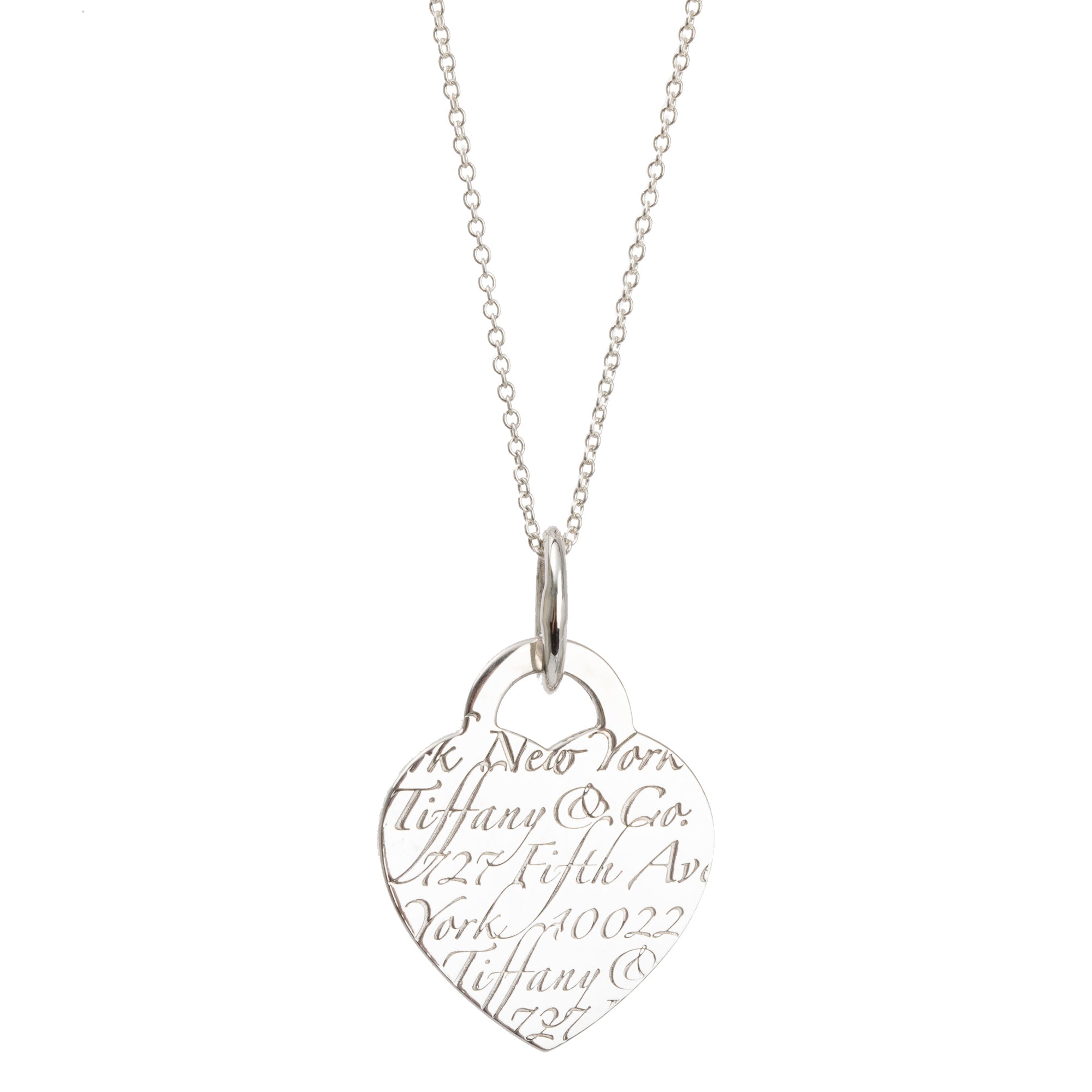 Tiffany & Co. Sterling Silver Medium Notes Heart Tag Pendant Necklace