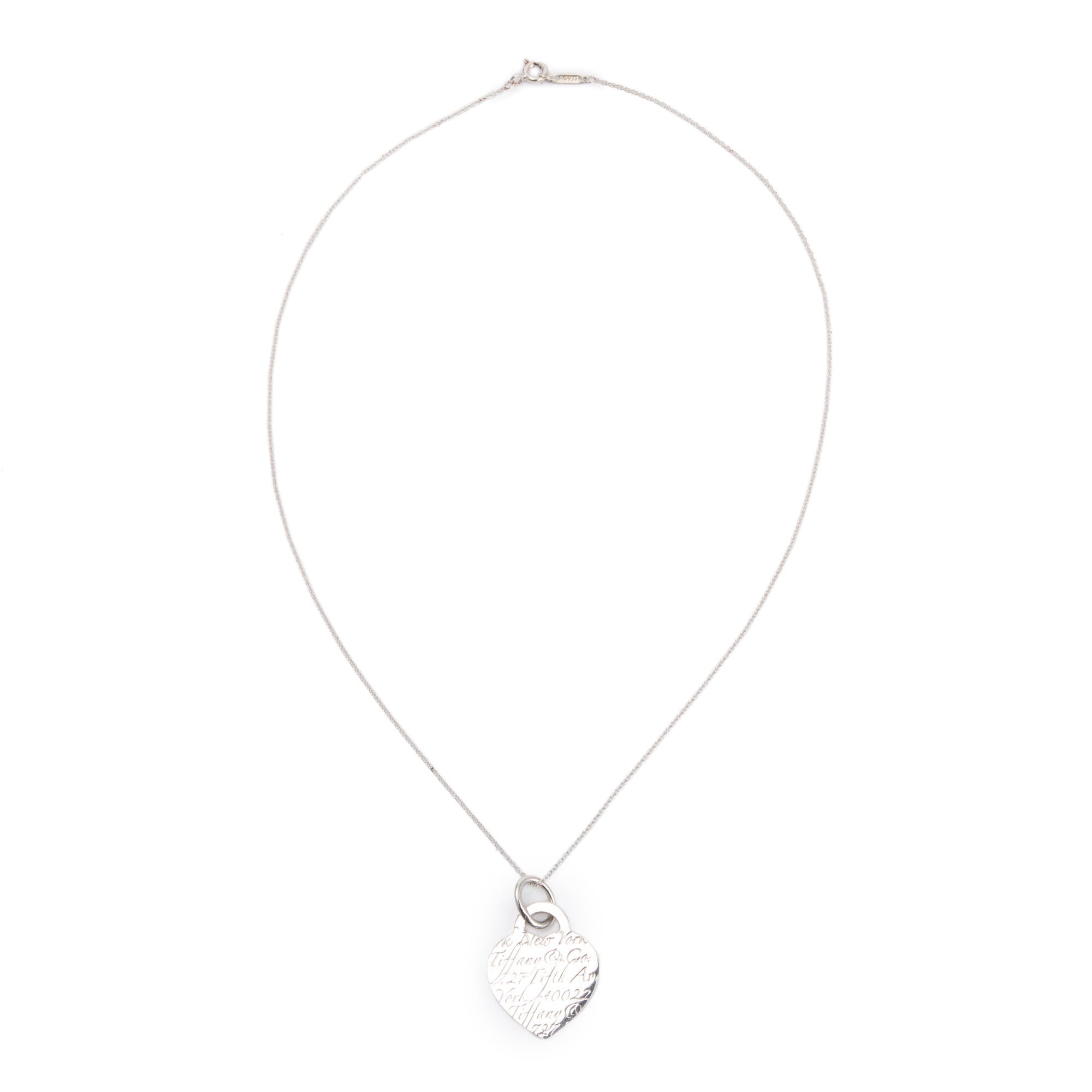 Tiffany & Co. Sterling Silver Medium Notes Heart Tag Pendant Necklace