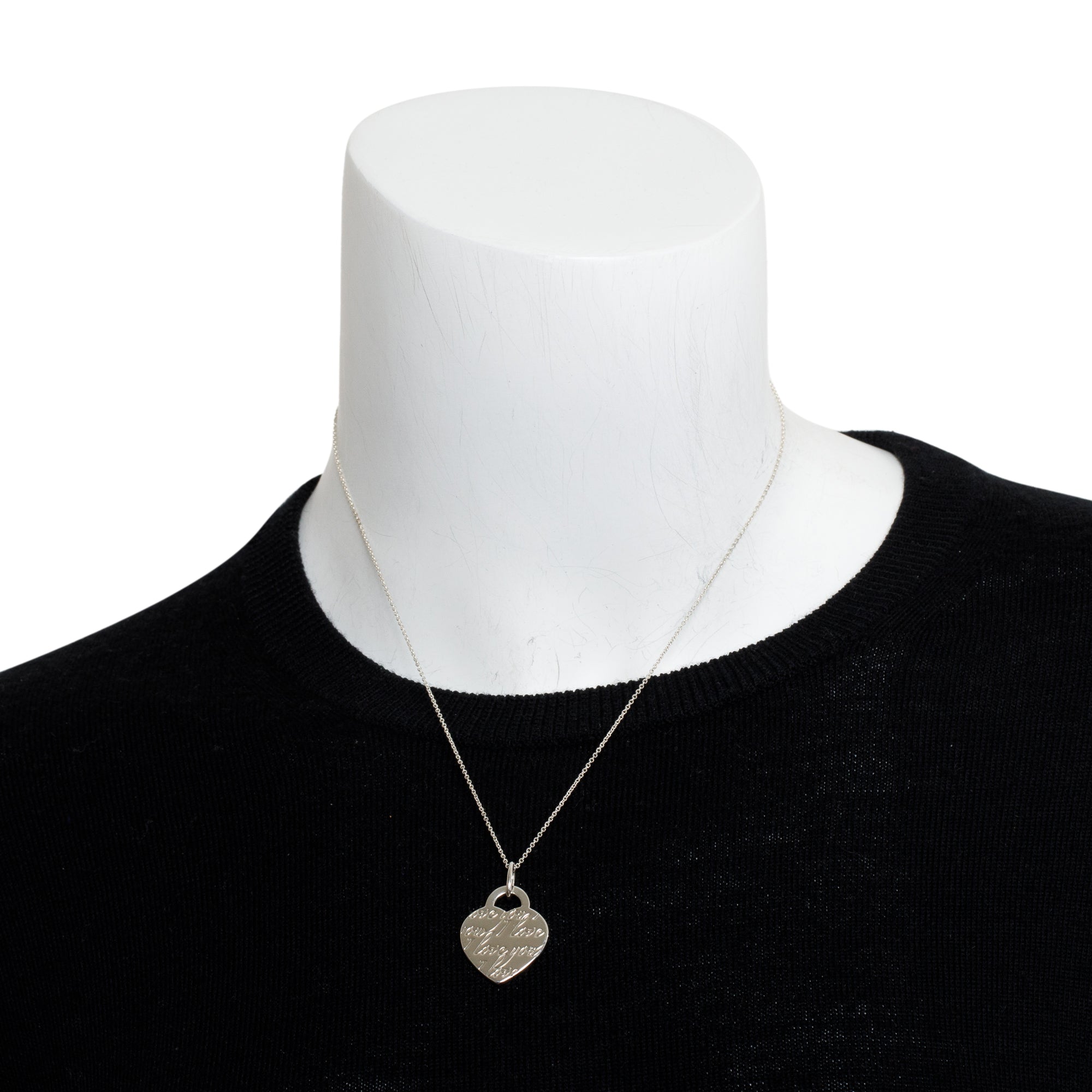 Tiffany & Co. Sterling Silver Medium Notes 'I Love You' Heart Tag Pendant Necklace