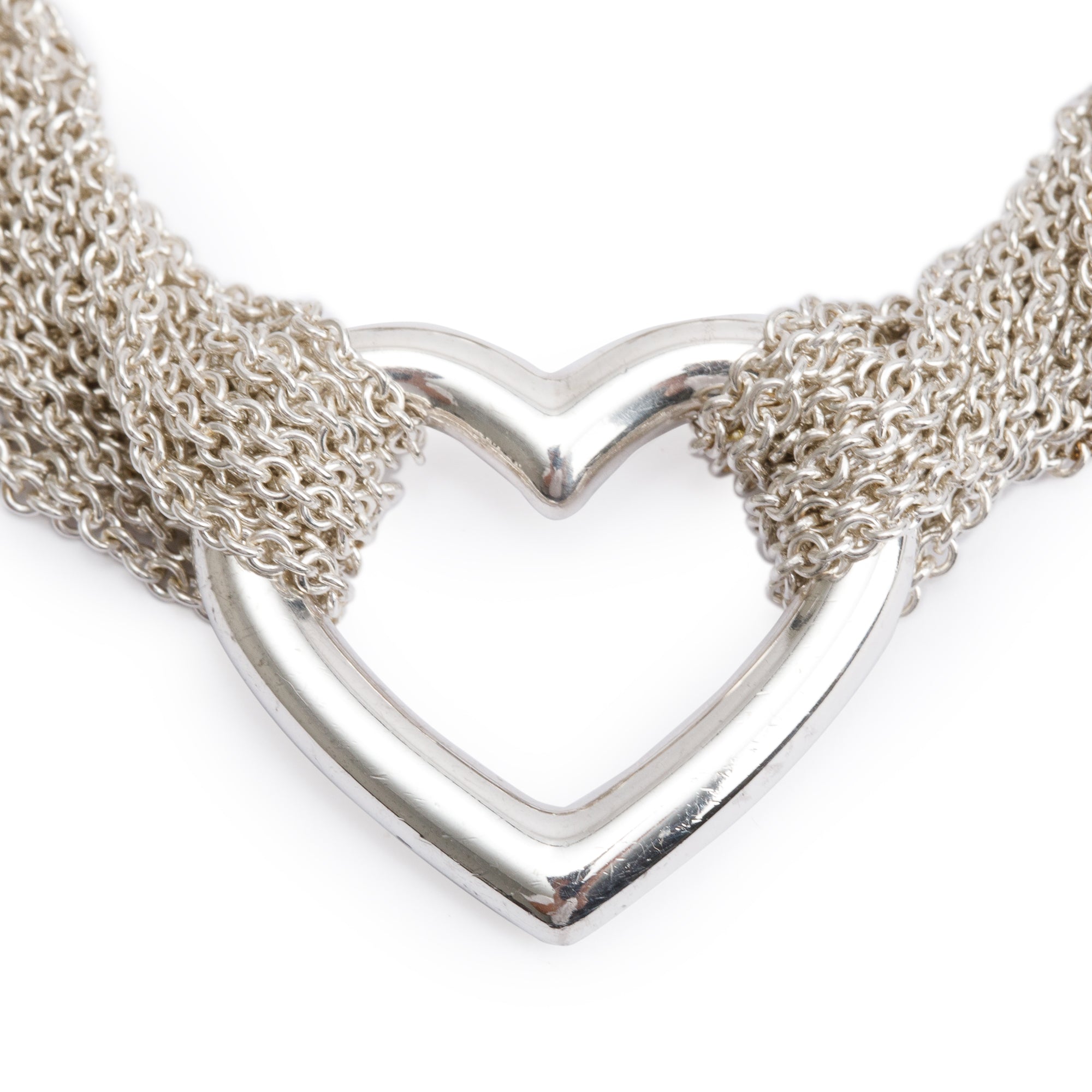 Tiffany & Co. Sterling Silver Mesh Heart Multistrand Toggle Bracelet
