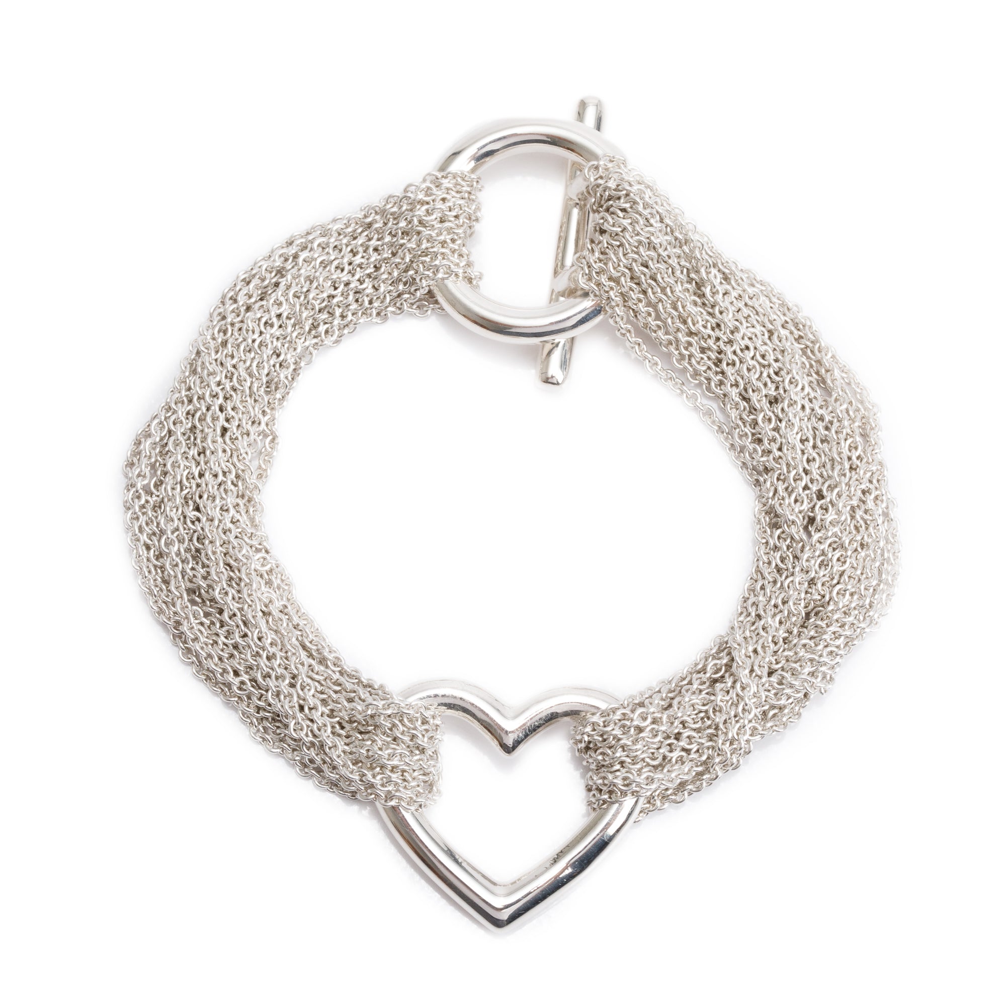 Tiffany & Co. Sterling Silver Mesh Heart Multistrand Toggle Bracelet