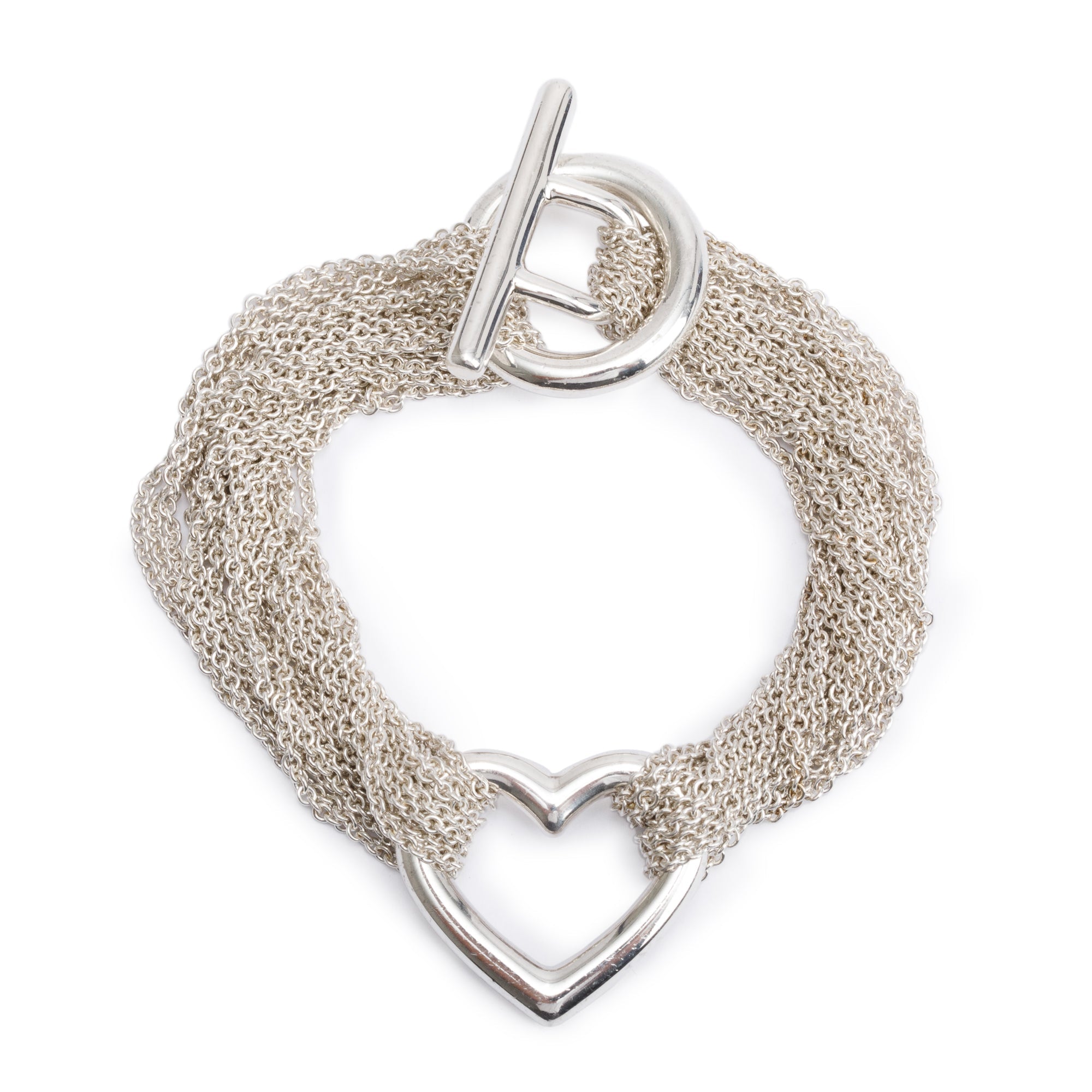 Tiffany & Co. Sterling Silver Mesh Heart Multistrand Toggle Bracelet