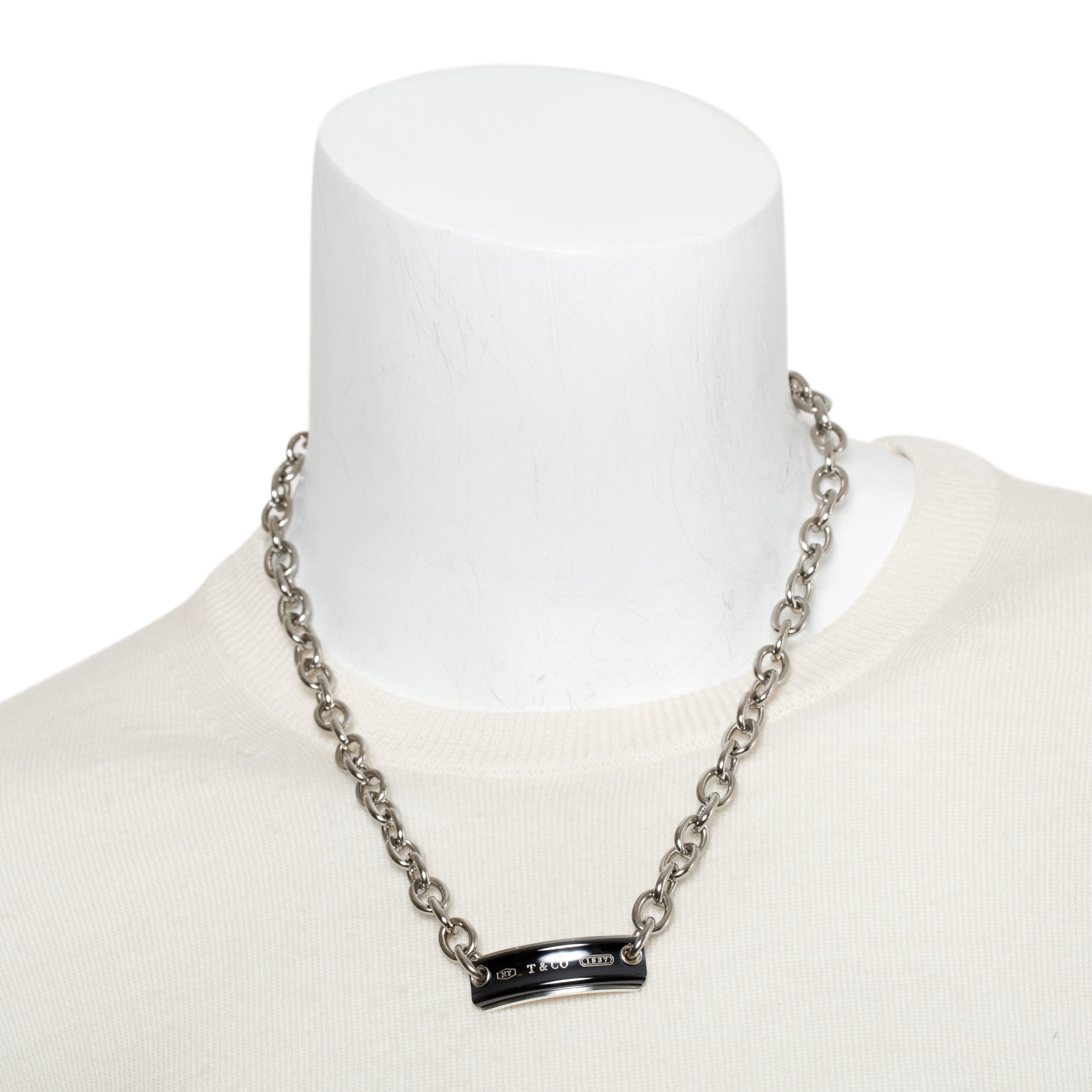 Tiffany & Co. Sterling Silver & Midnight Titanium 1837 Link Necklace