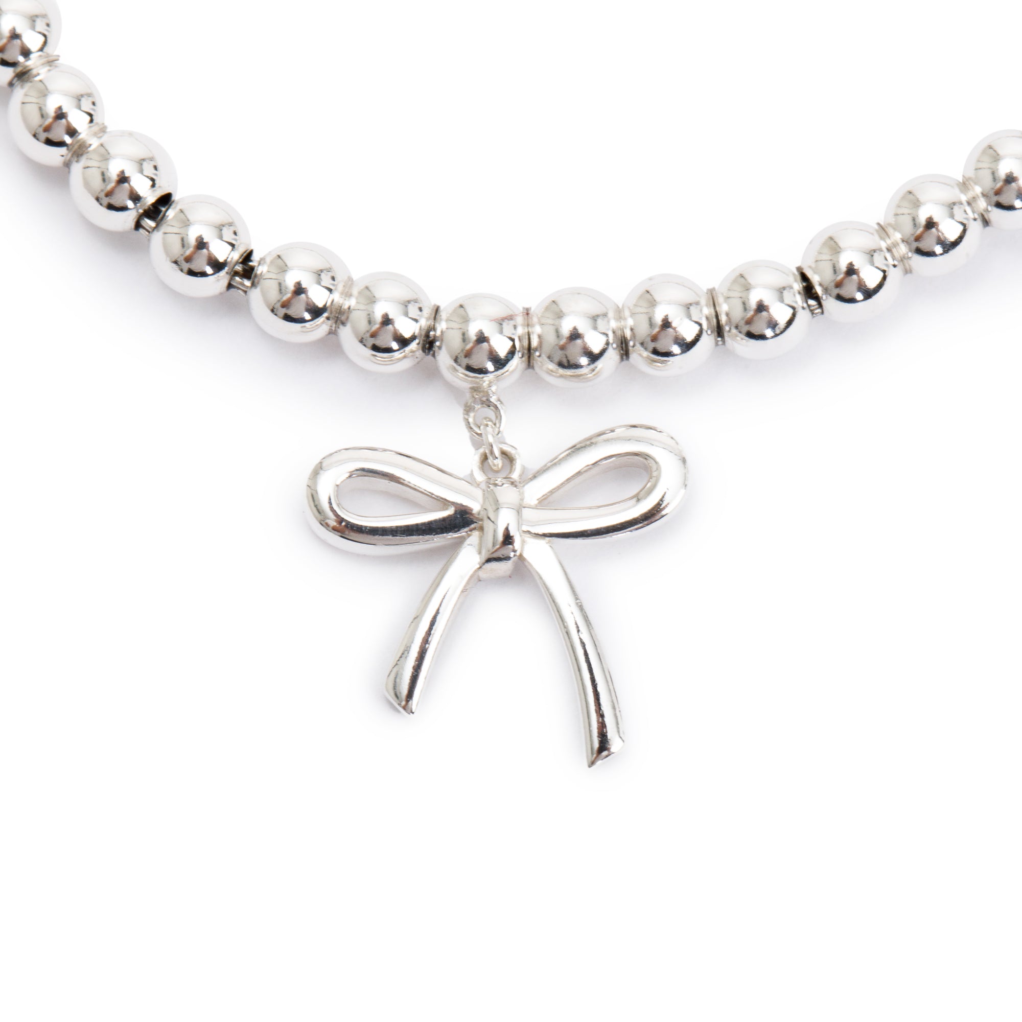 Tiffany & Co. Sterling Silver Mini Bow 4MM Bead Bracelet