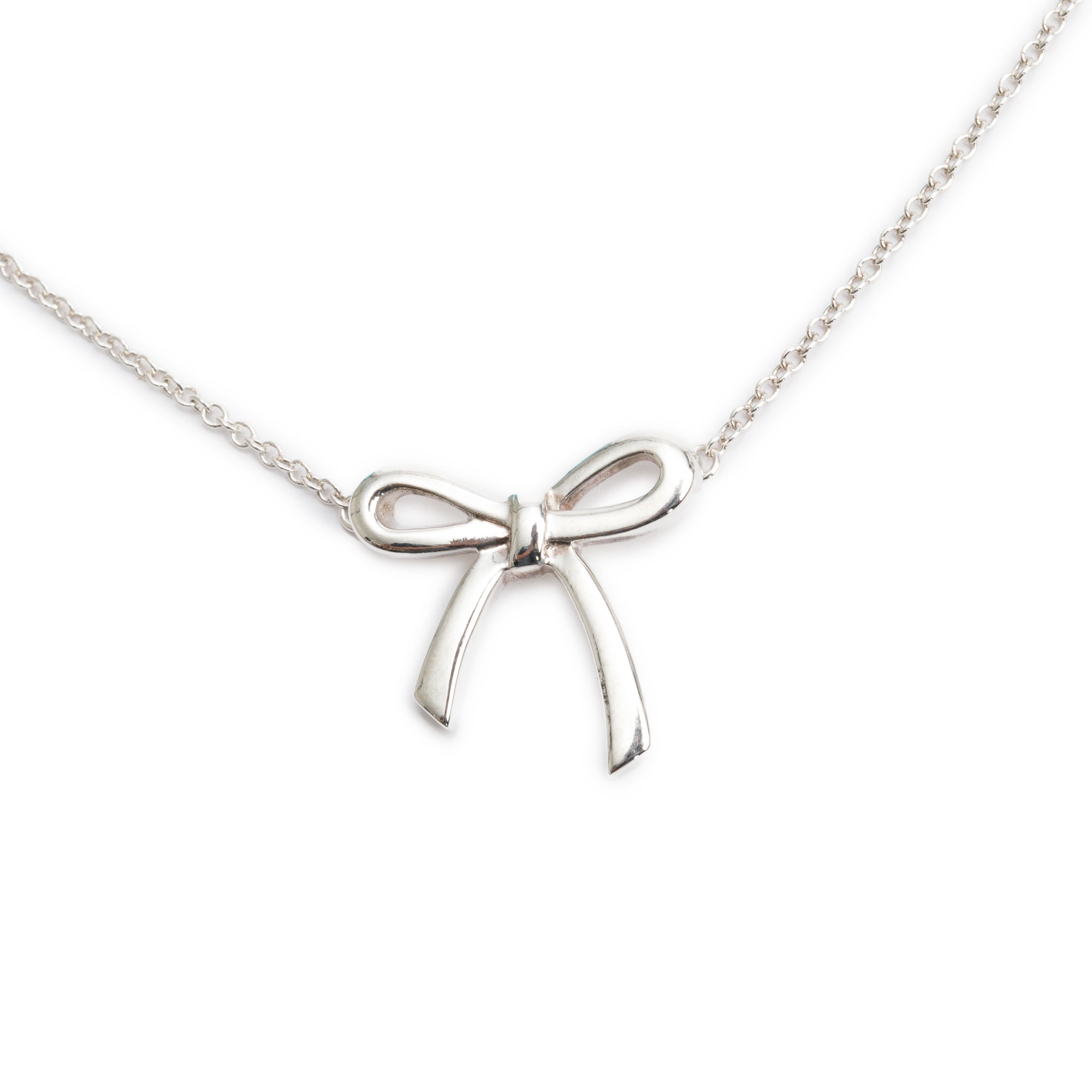 Tiffany & Co. Sterling Silver Mini Bow Pendant Necklace
