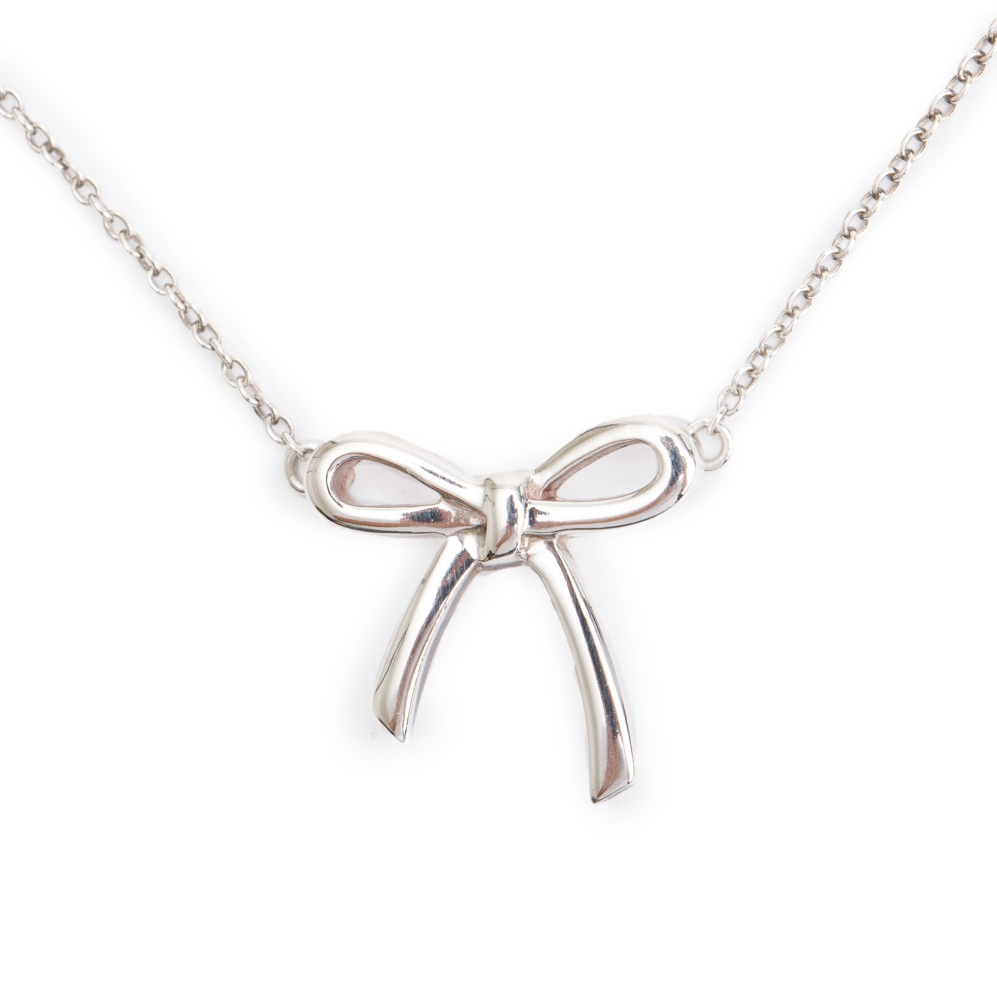 Tiffany & Co. Sterling Silver Mini Bow Pendant Necklace