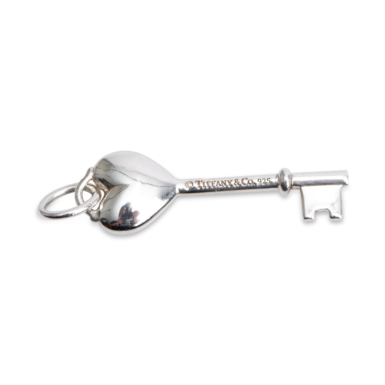 Tiffany & Co. Sterling Silver Mini Diamond Heart Key Pendant