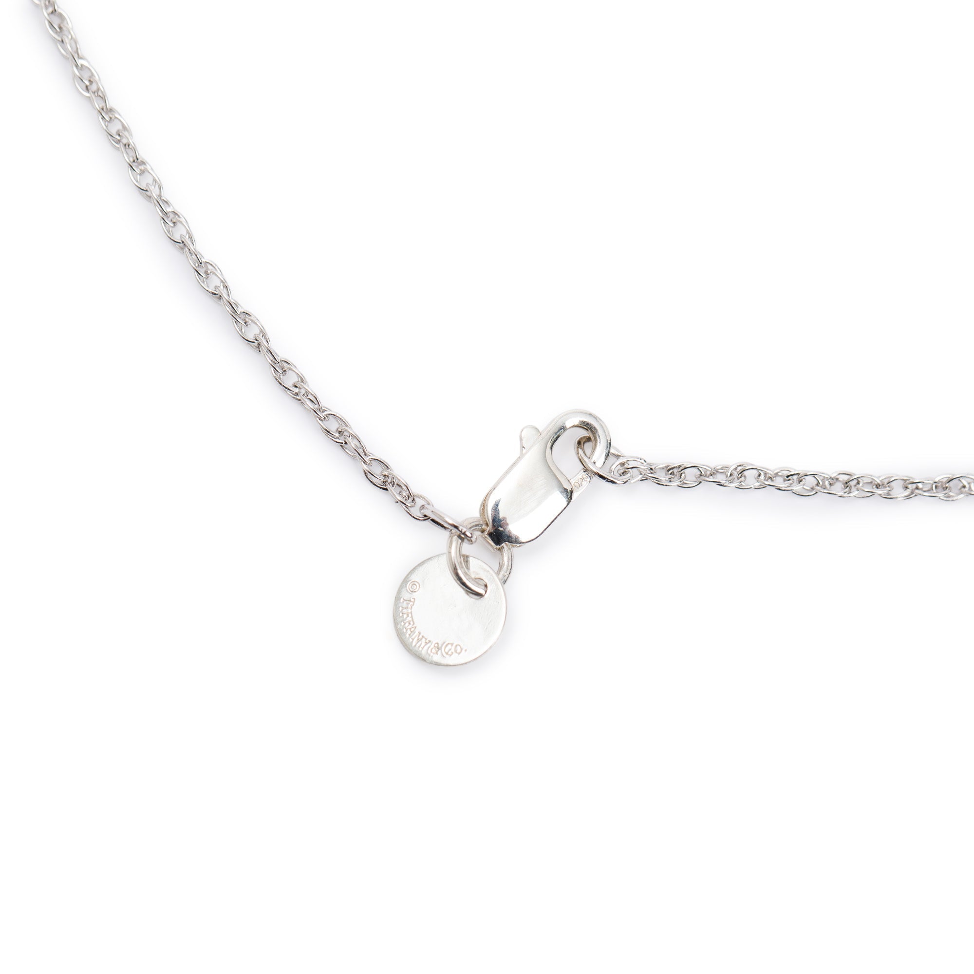 Tiffany & Co. Sterling Silver Mini Diamond Heart Key Pendant Necklace w/ Box
