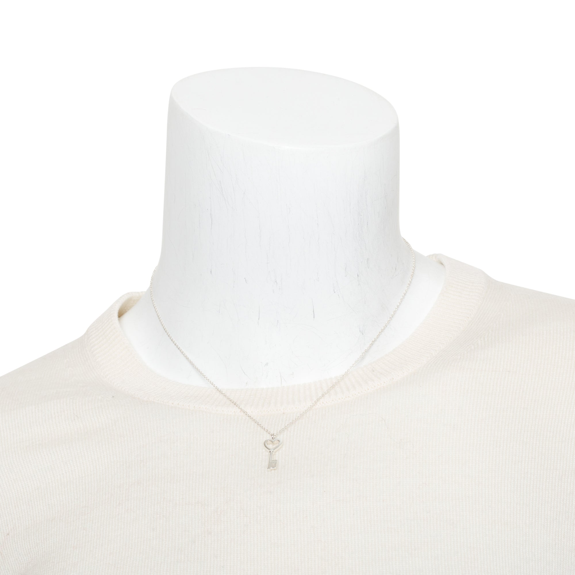 Tiffany & Co. Sterling Silver Mini Heart Key Pendant Necklace