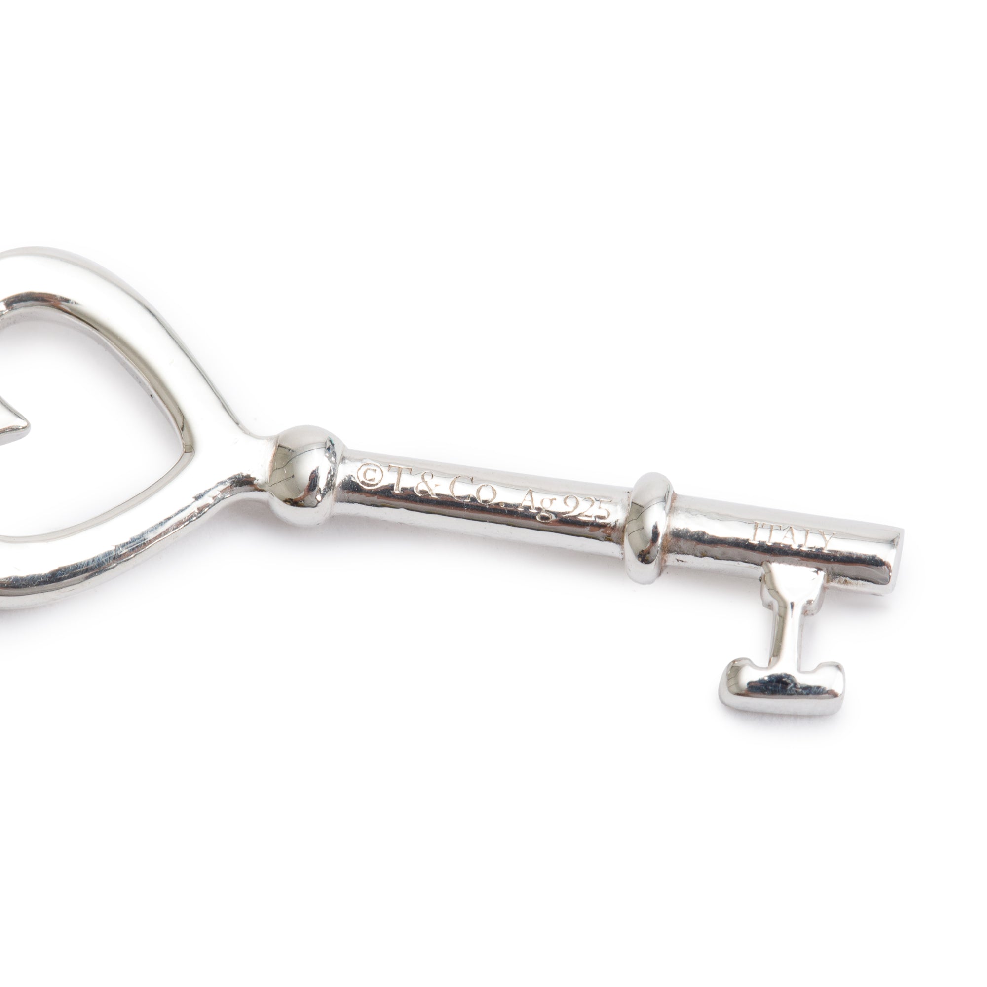 Tiffany & Co. Sterling Silver Mini Heart Key Pendant Necklace