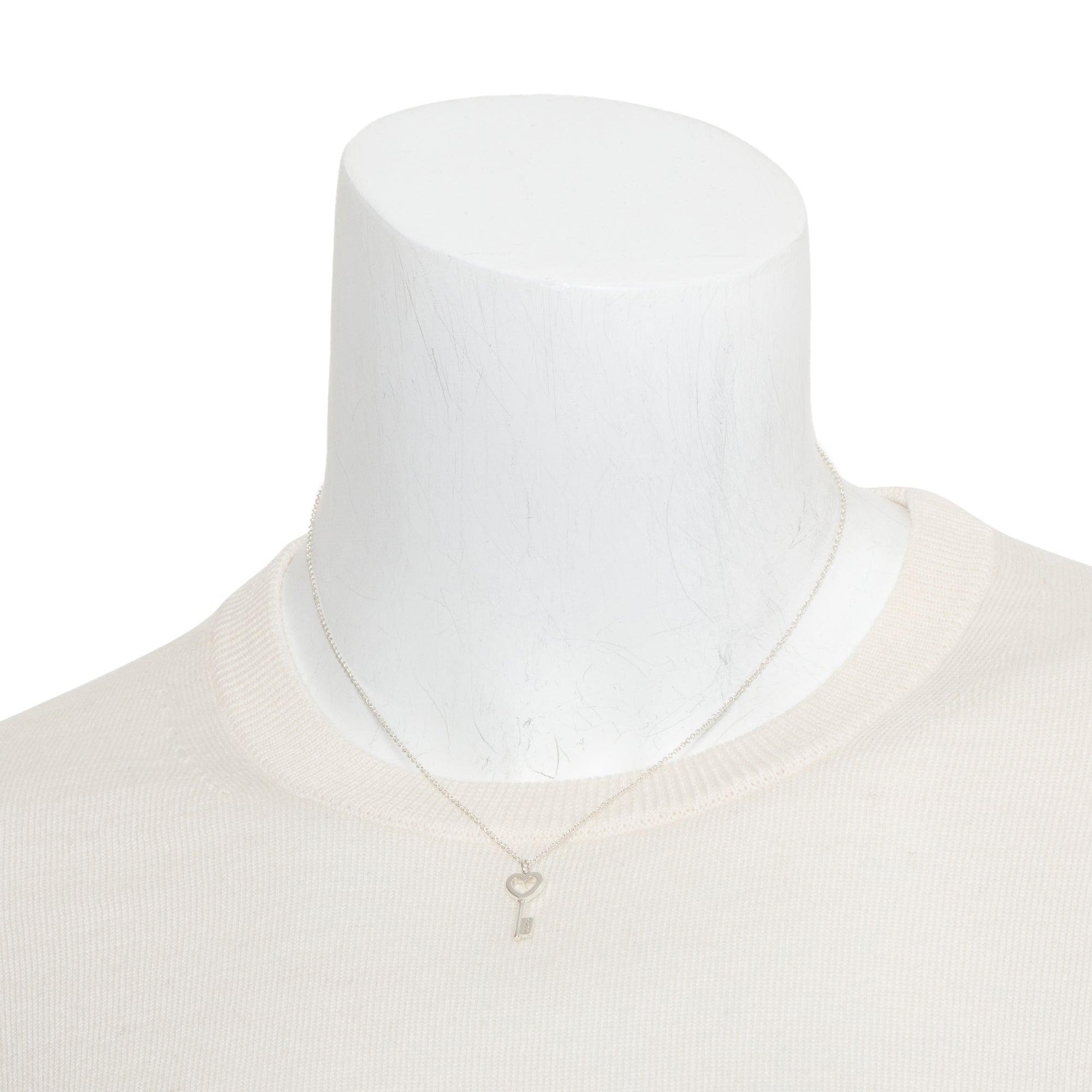 Tiffany & Co. Sterling Silver Mini Heart Key Pendant Necklace w/ Box